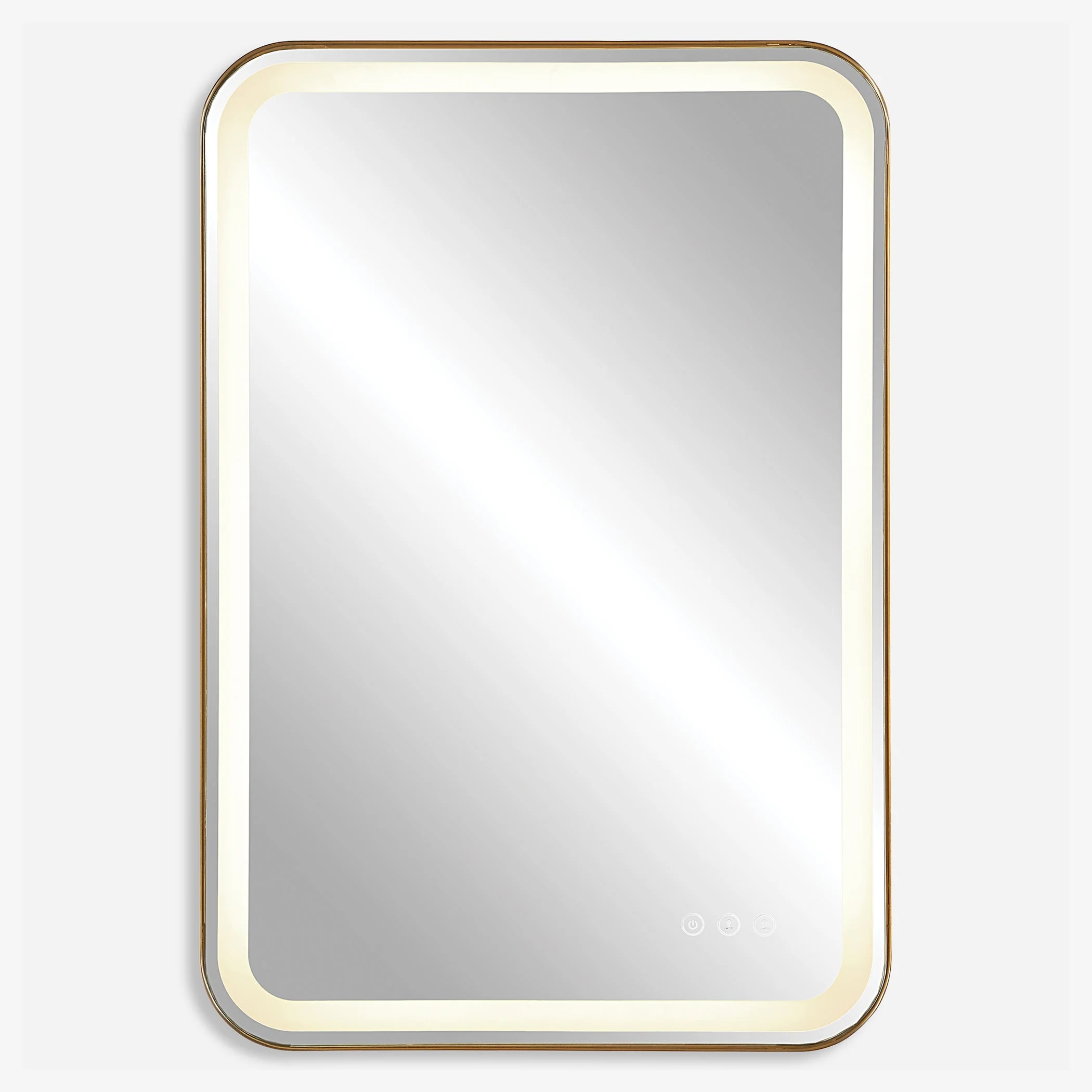 Crofton Lighted Vanity Mirror, Brass - Image 2
