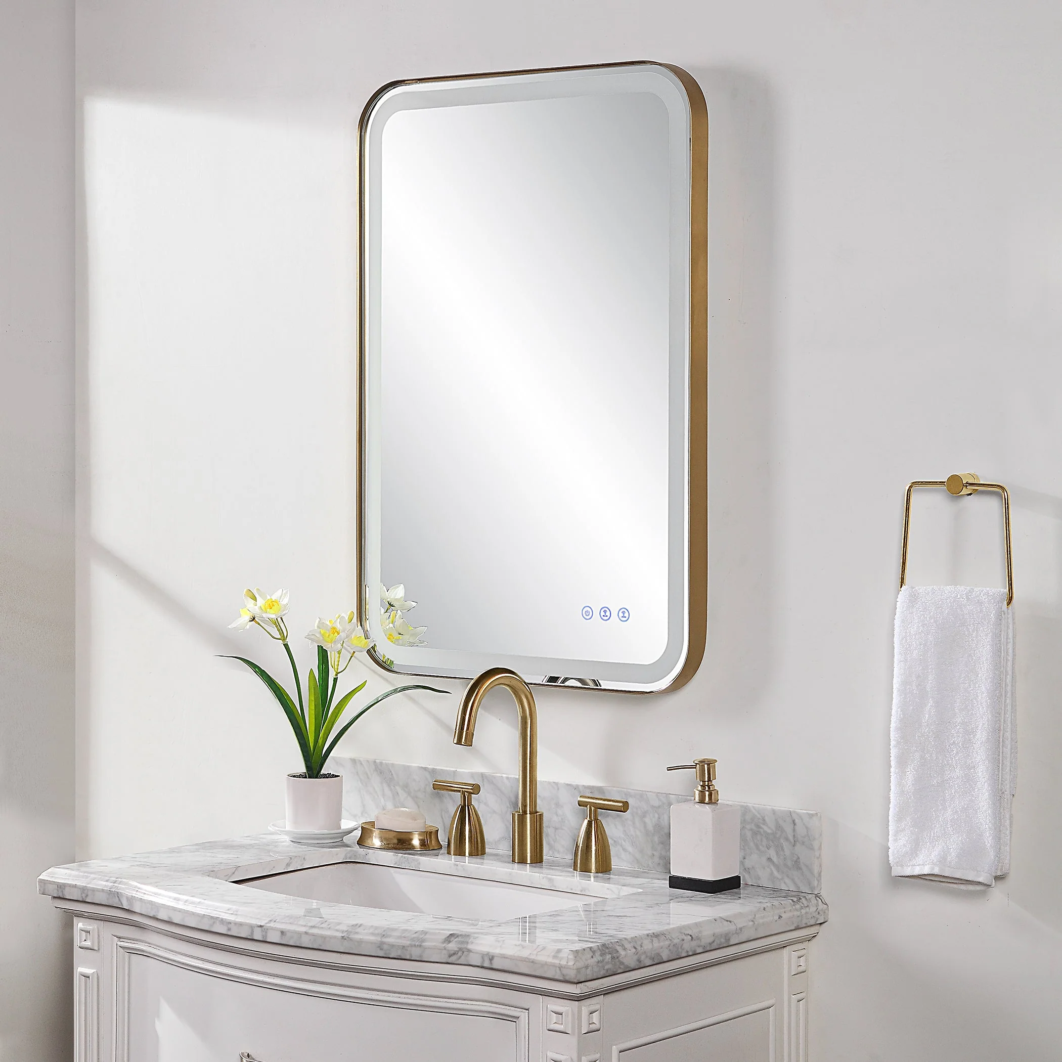 Crofton Lighted Vanity Mirror, Brass - Image 5