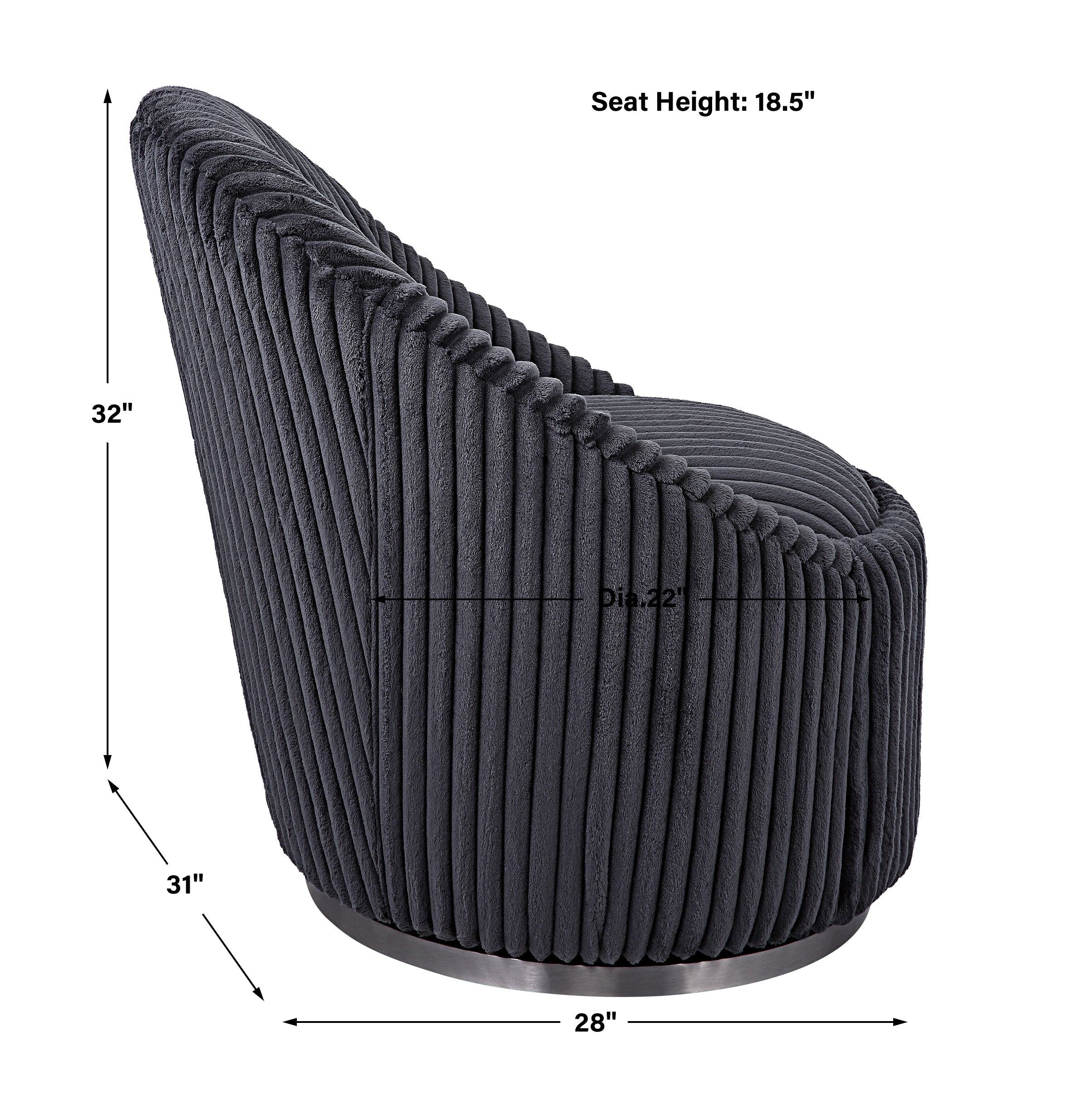 Crue Swivel Chair, Gunmetal - Image 3