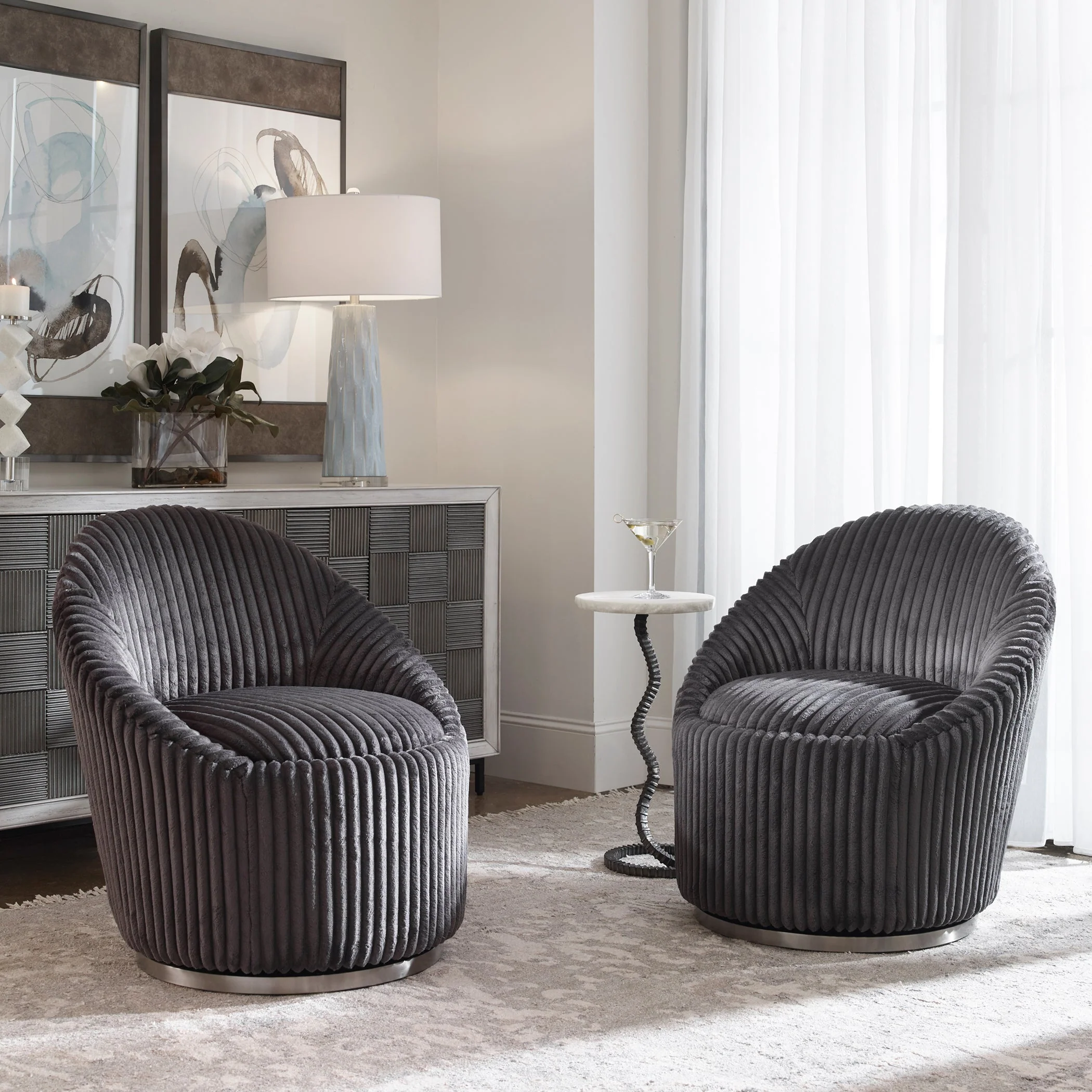 Crue Swivel Chair, Gunmetal - Image 4