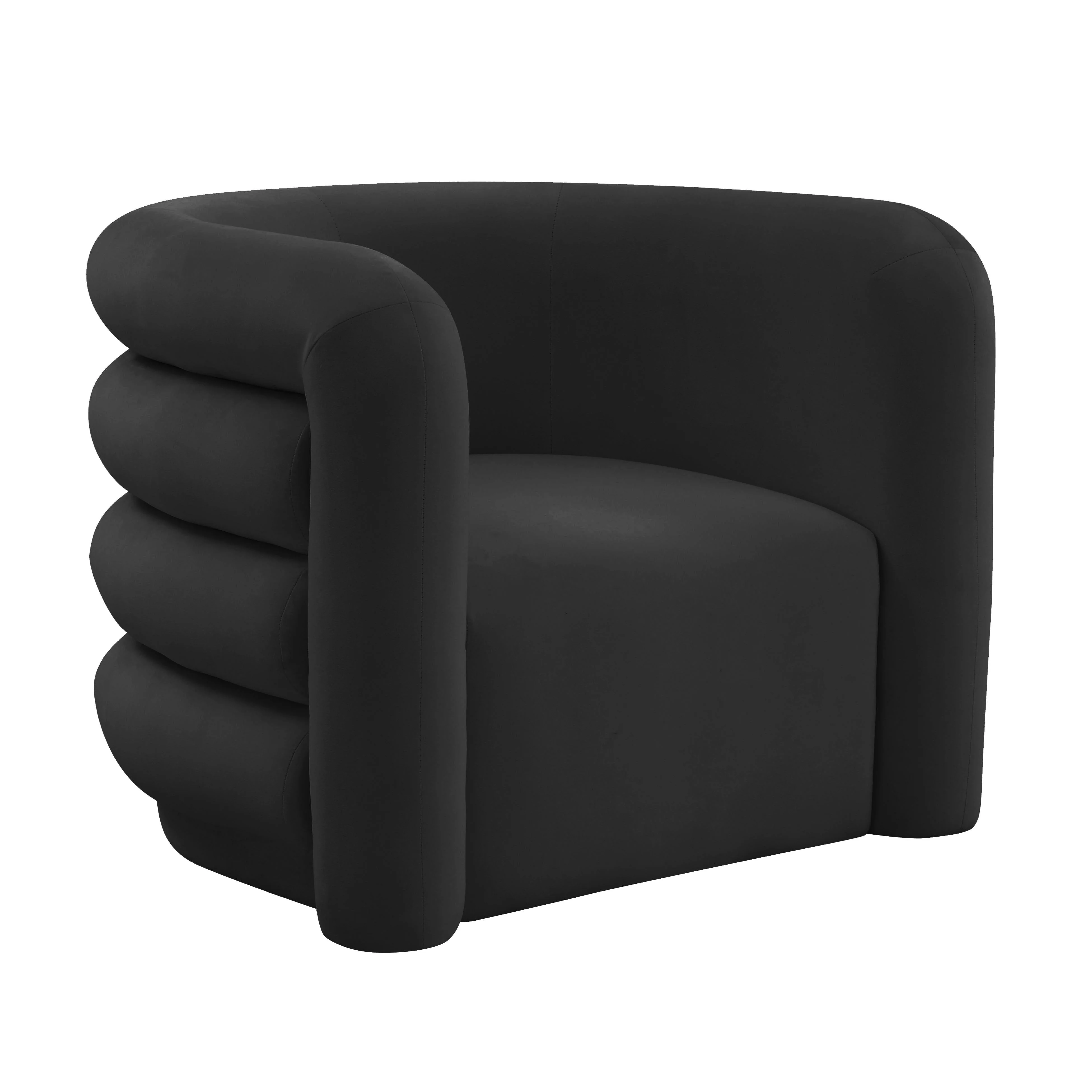 Curves Black Velvet Lounge Chair - Image 4