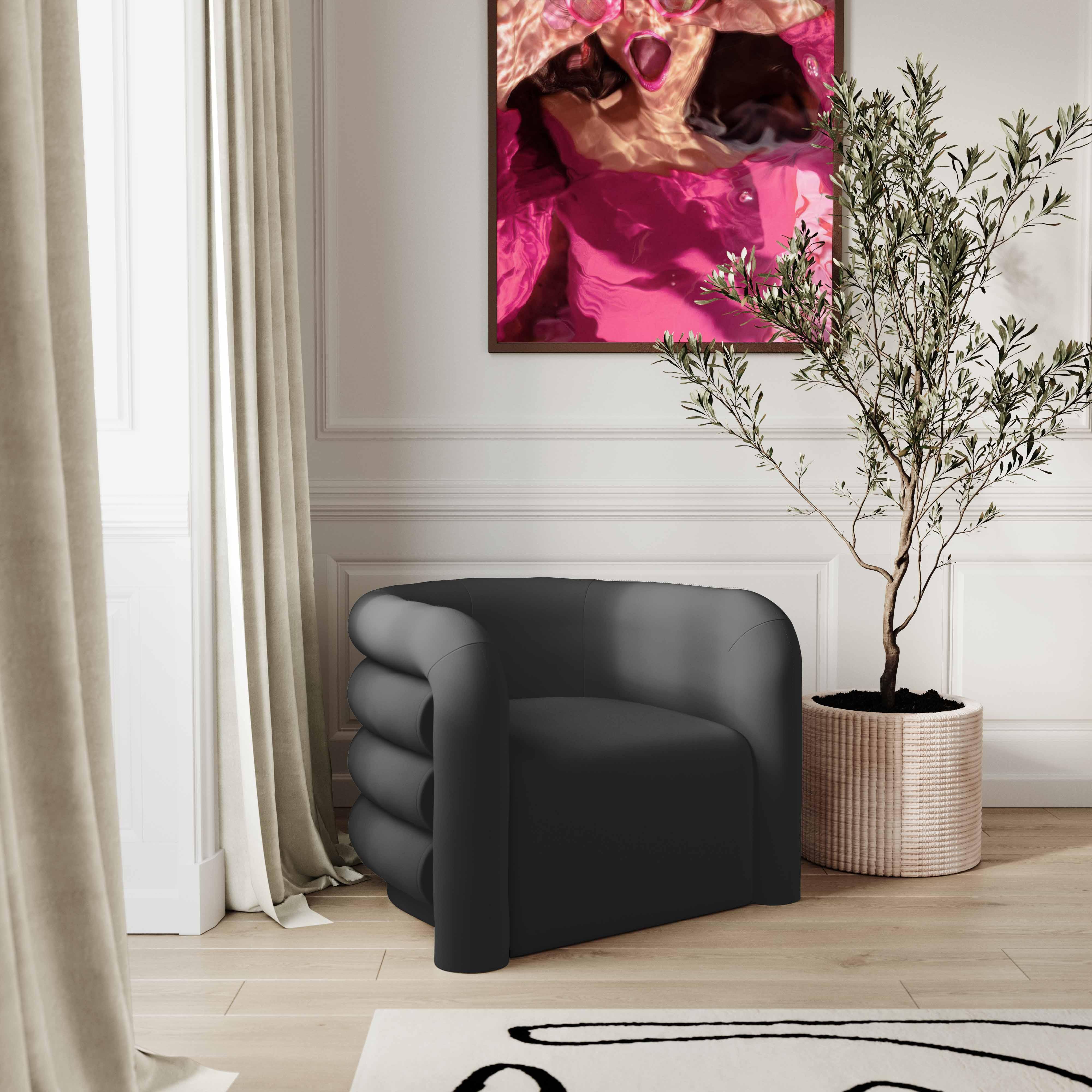 Curves Black Velvet Lounge Chair - Image 5