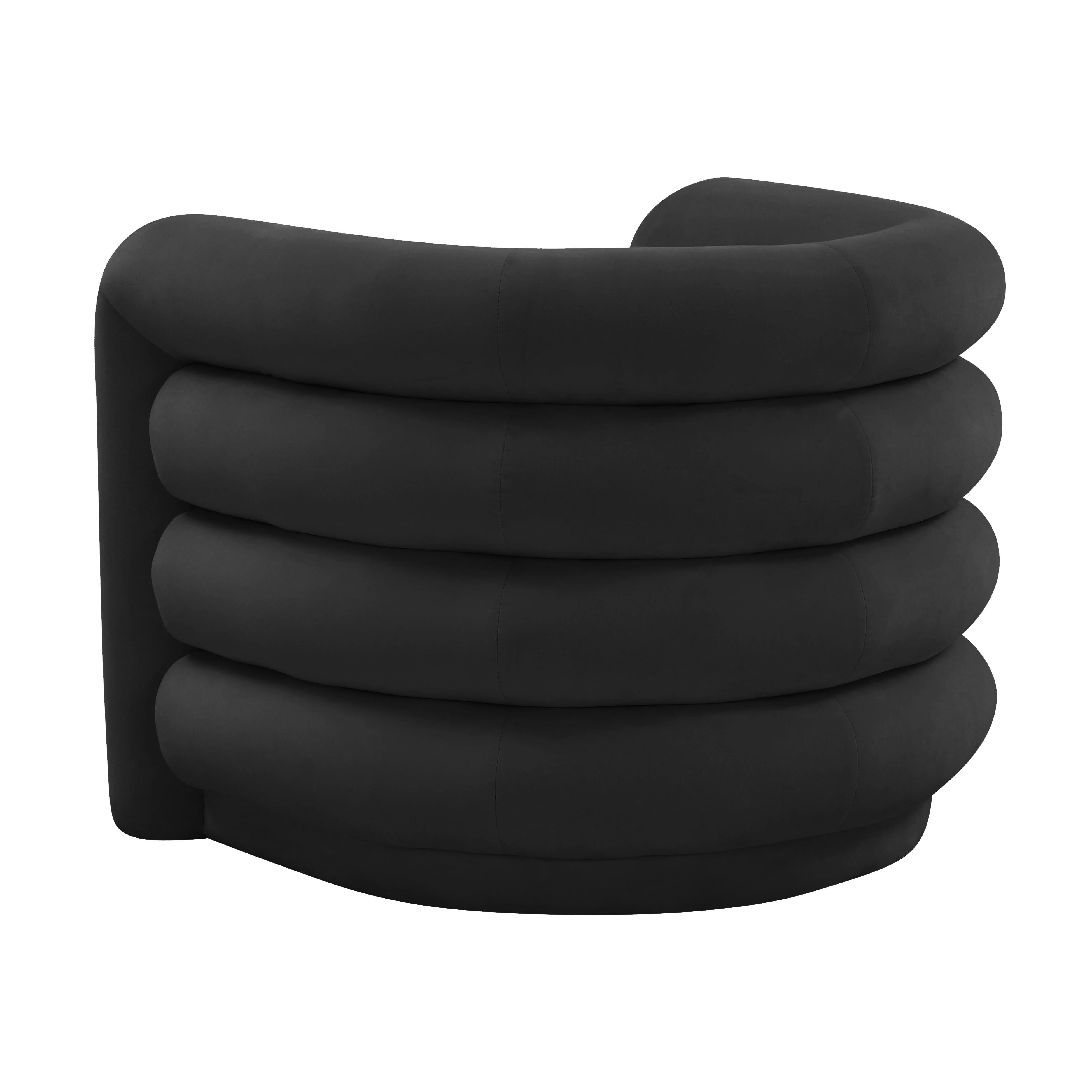 Curves Black Velvet Lounge Chair - Image 6