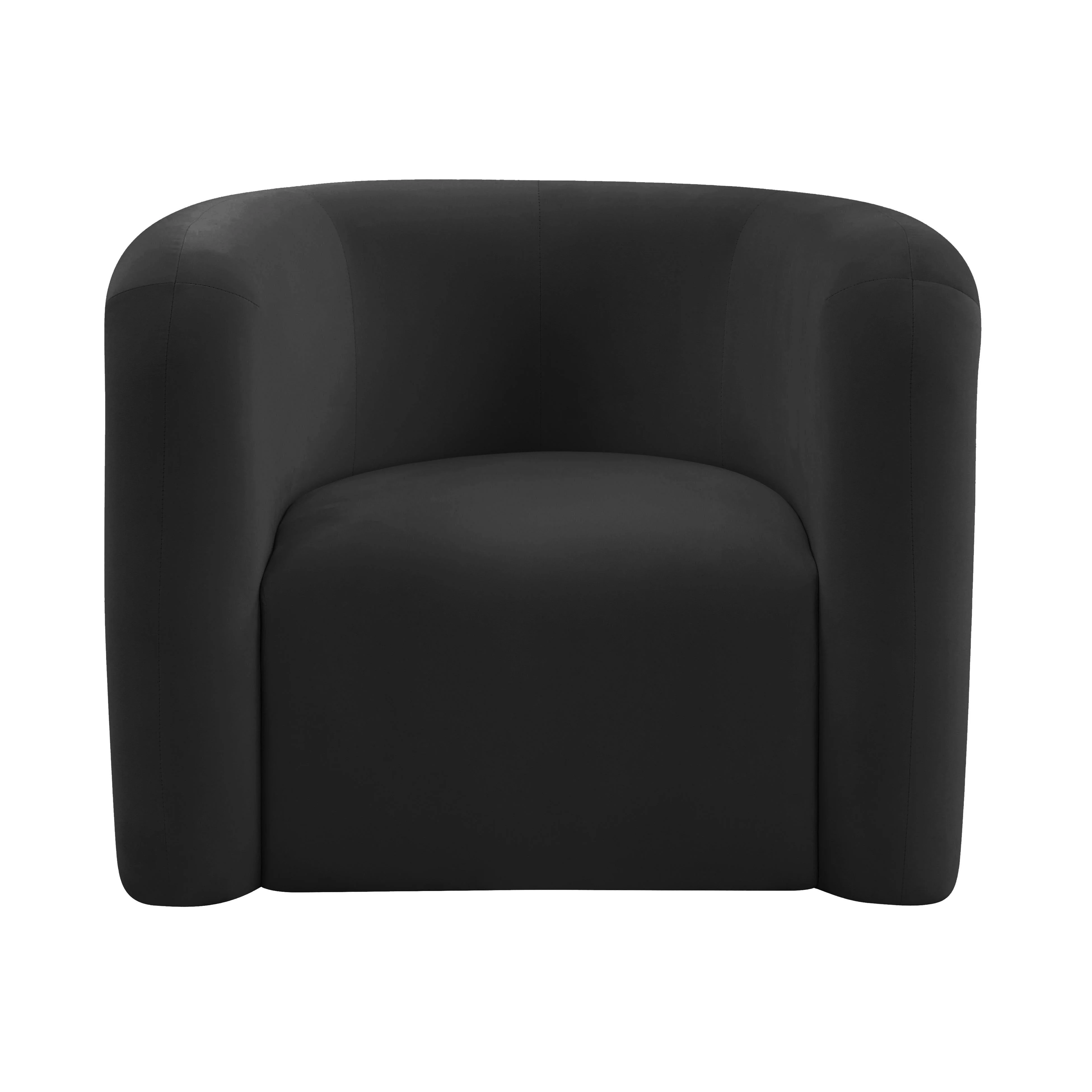 Curves Black Velvet Lounge Chair - Image 7