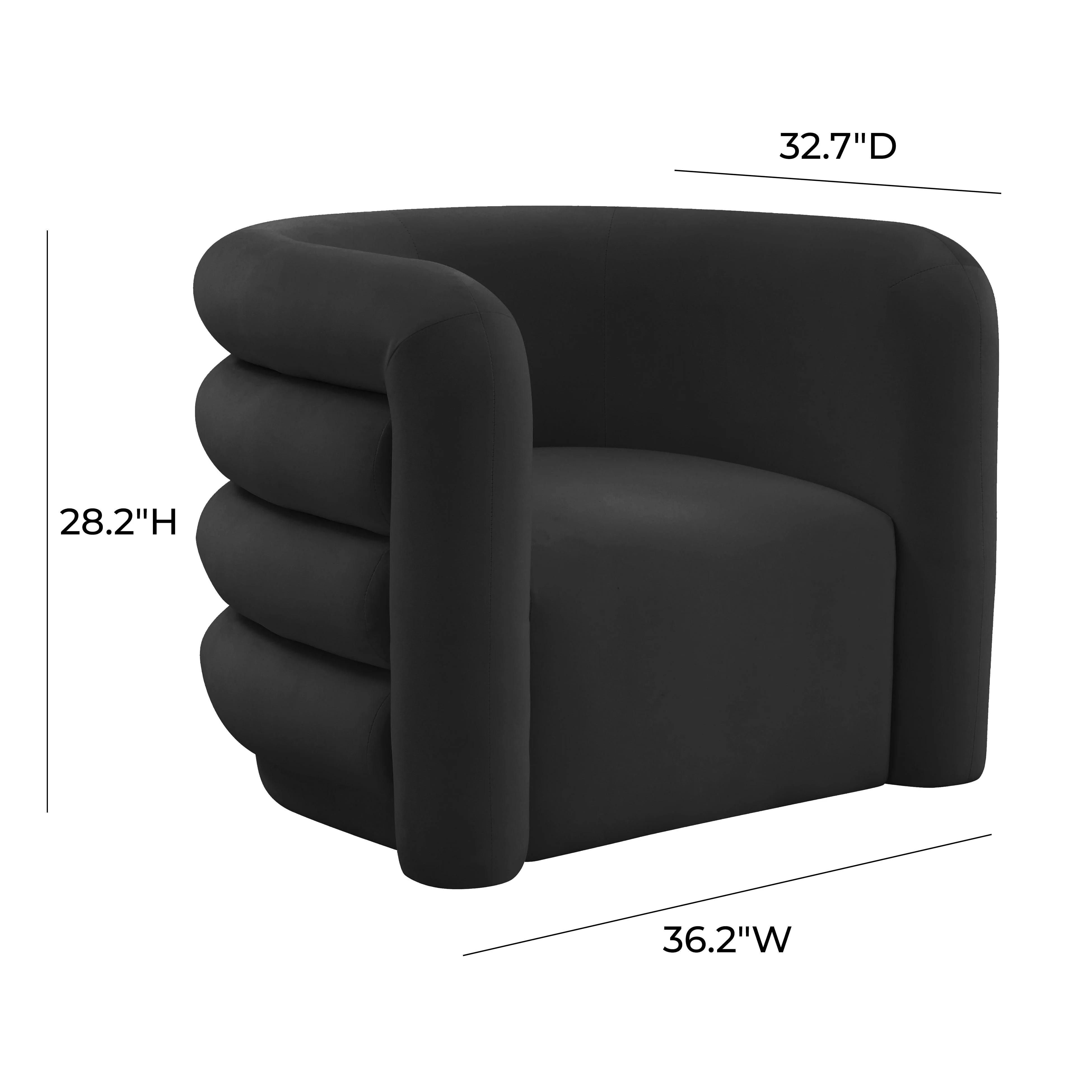Curves Black Velvet Lounge Chair - Image 9