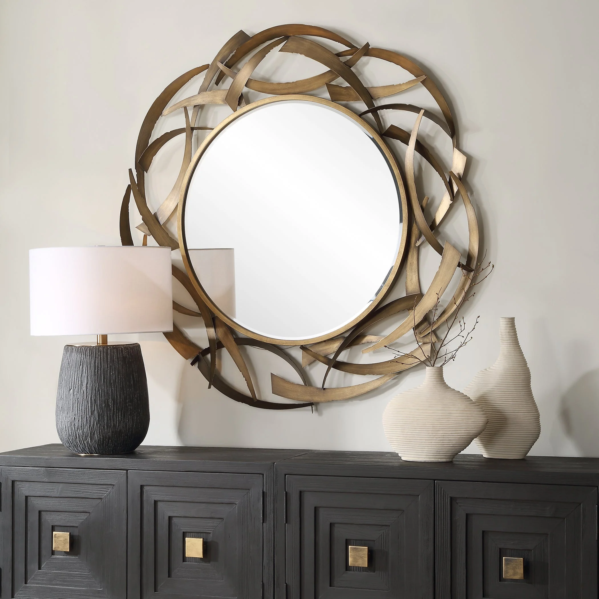 Cutting Edge Bronze Round Mirror - Image 2