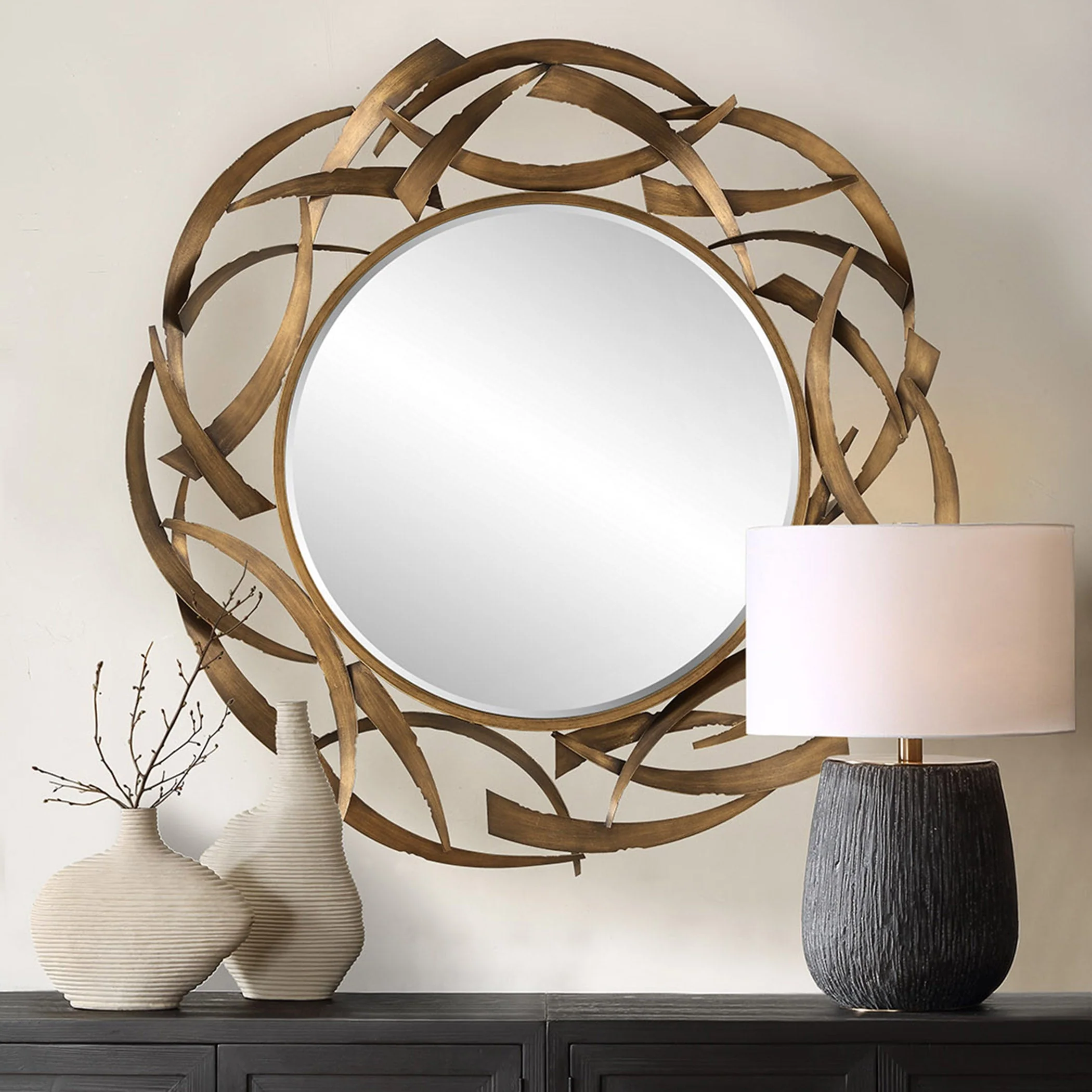 Cutting Edge Bronze Round Mirror - Image 4
