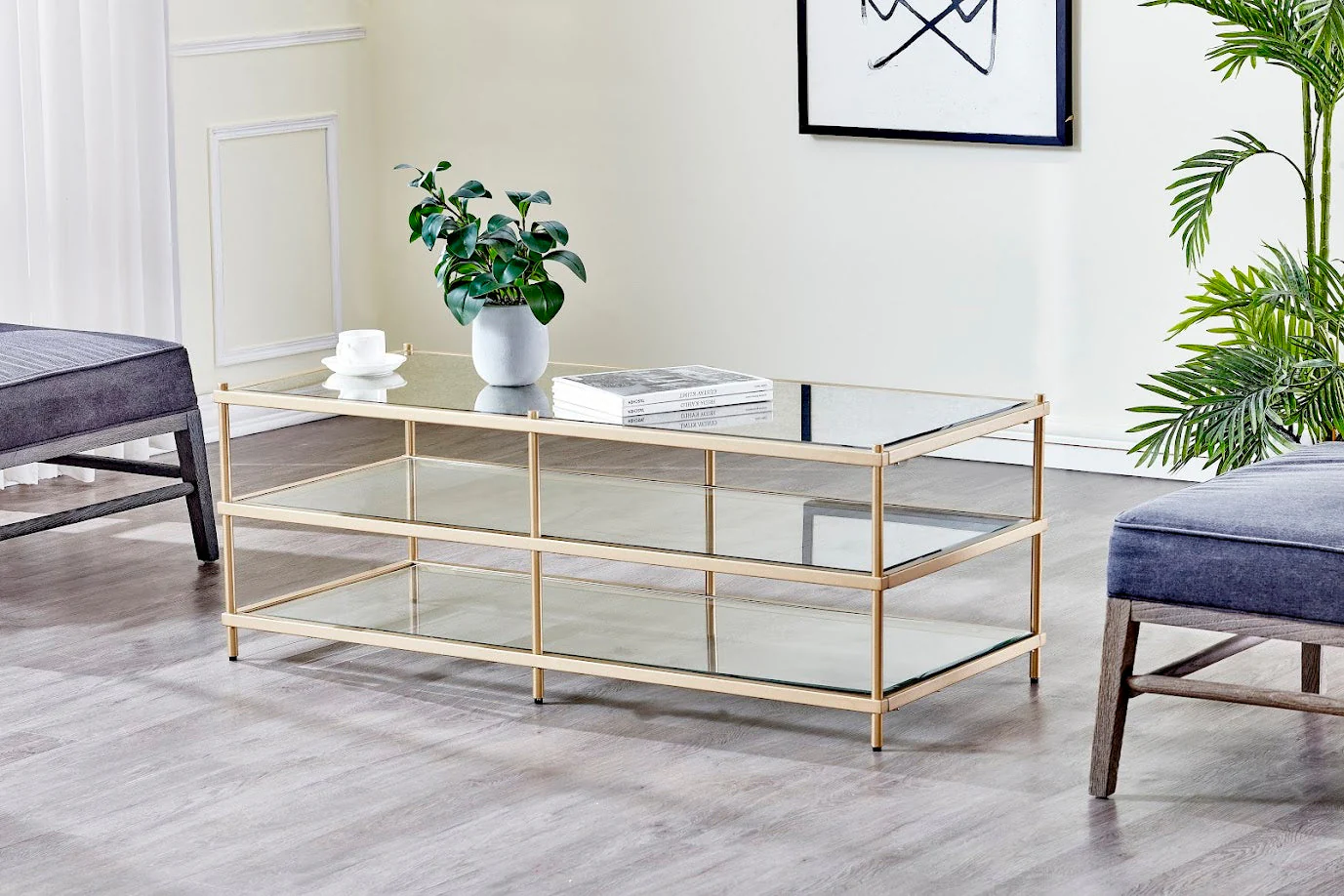 CVFZR5270  Gold Metal Square Coffee Table( Crestview  )
