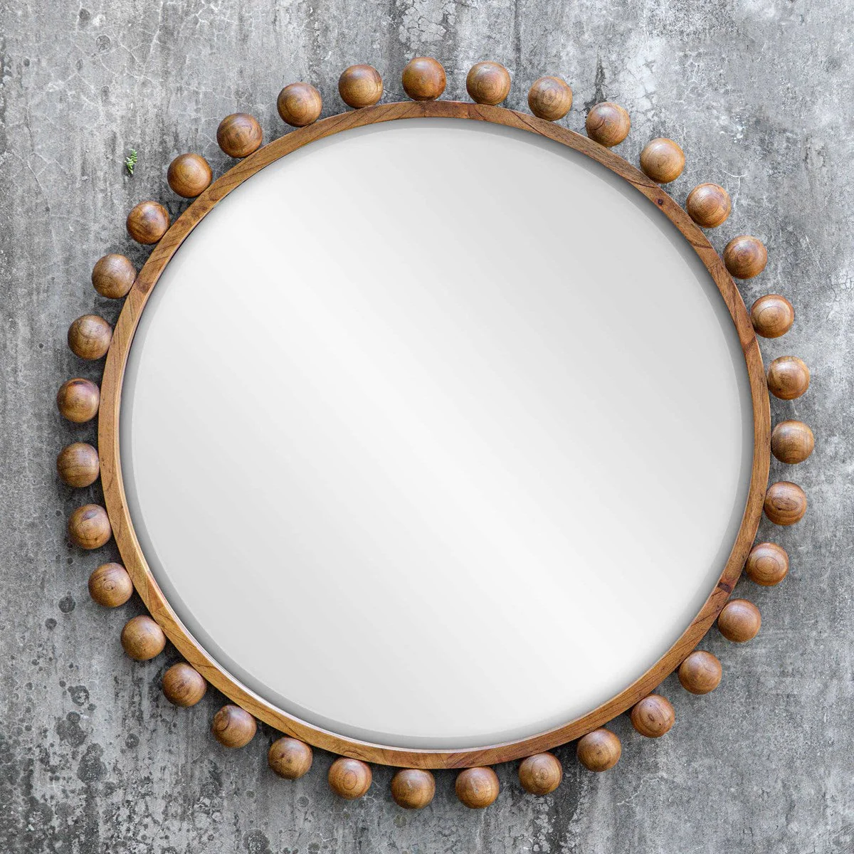 Cyra Wood Round Mirror, Walnut - Image 2