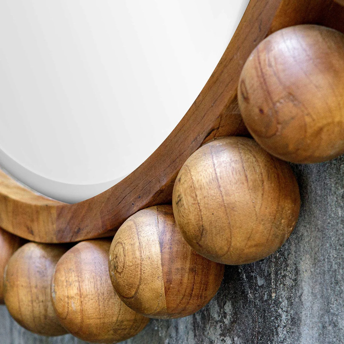 Cyra Wood Round Mirror, Walnut - Image 3