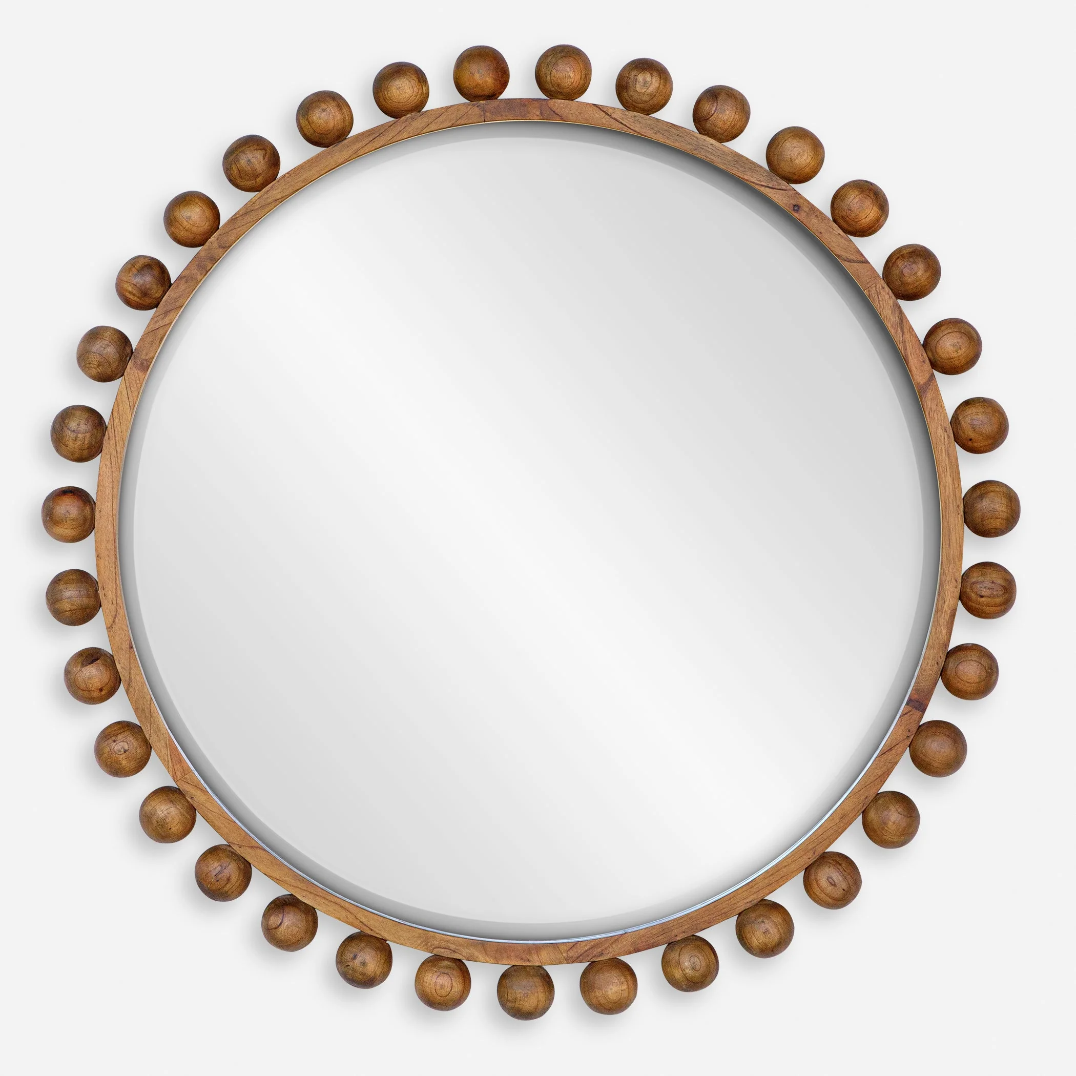 Cyra Wood Round Mirror, Walnut - Image 4