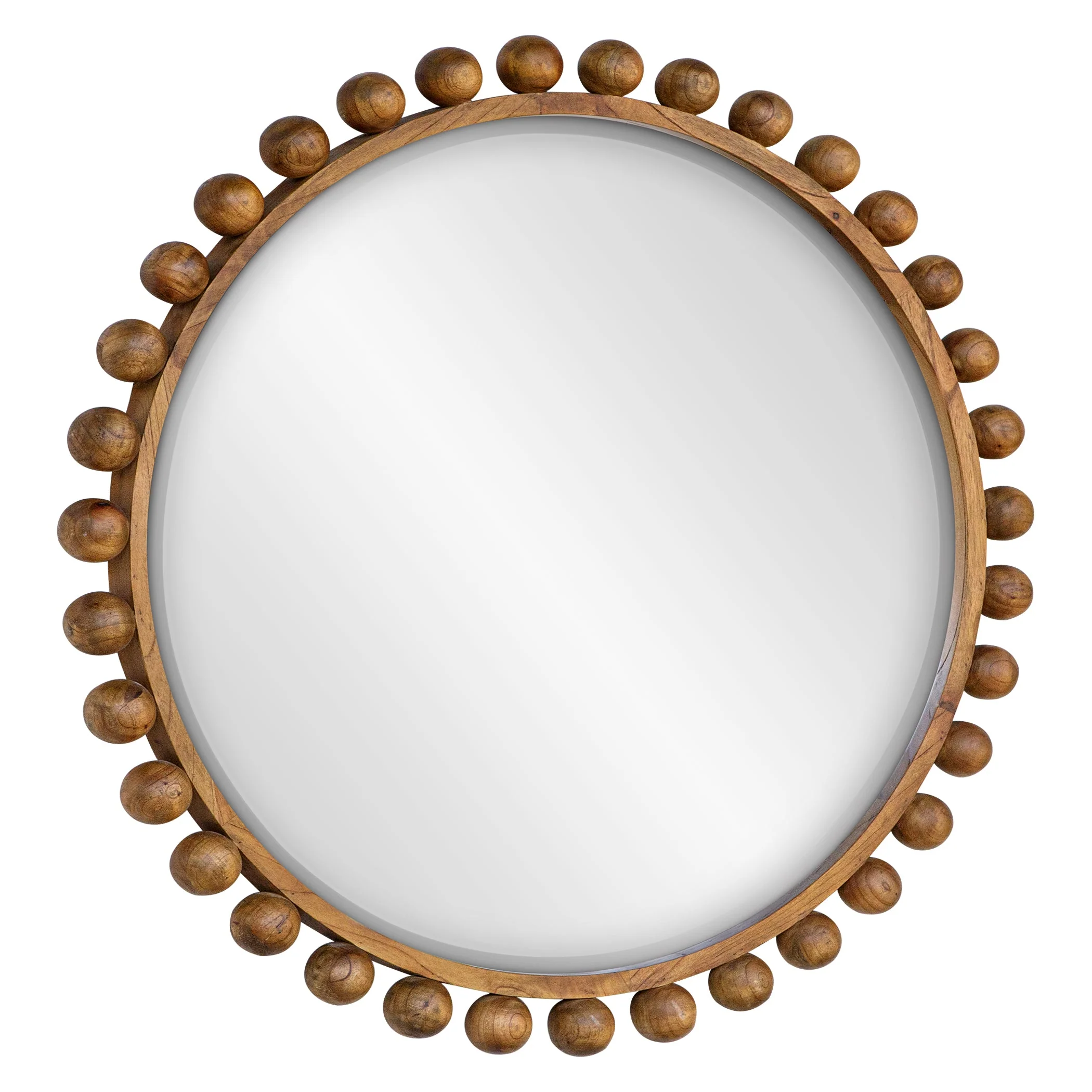 Cyra Wood Round Mirror, Walnut - Image 9