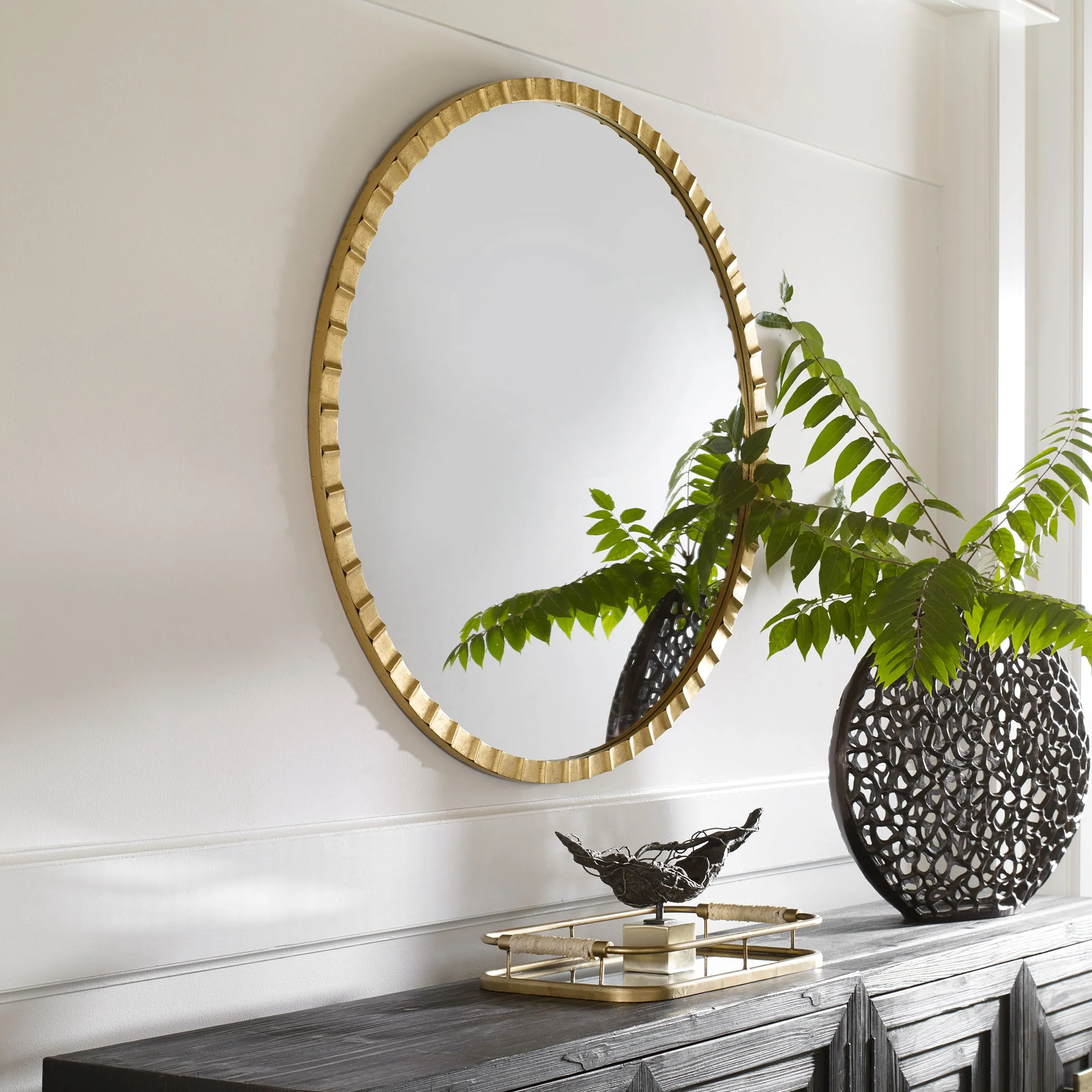 Dandridge Round Mirror, Gold - Image 4