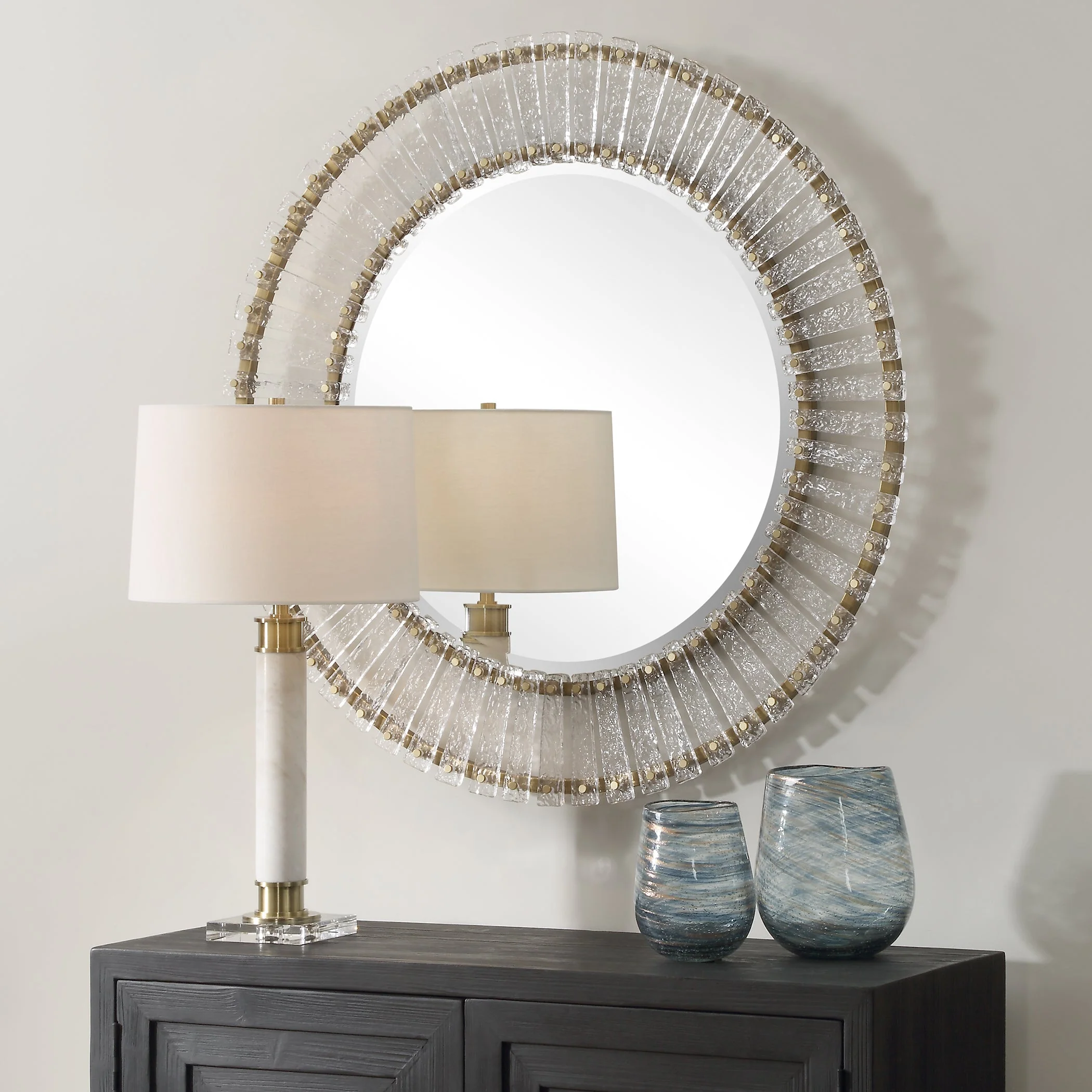 Denali Textured Glass Round Mirror - Image 3
