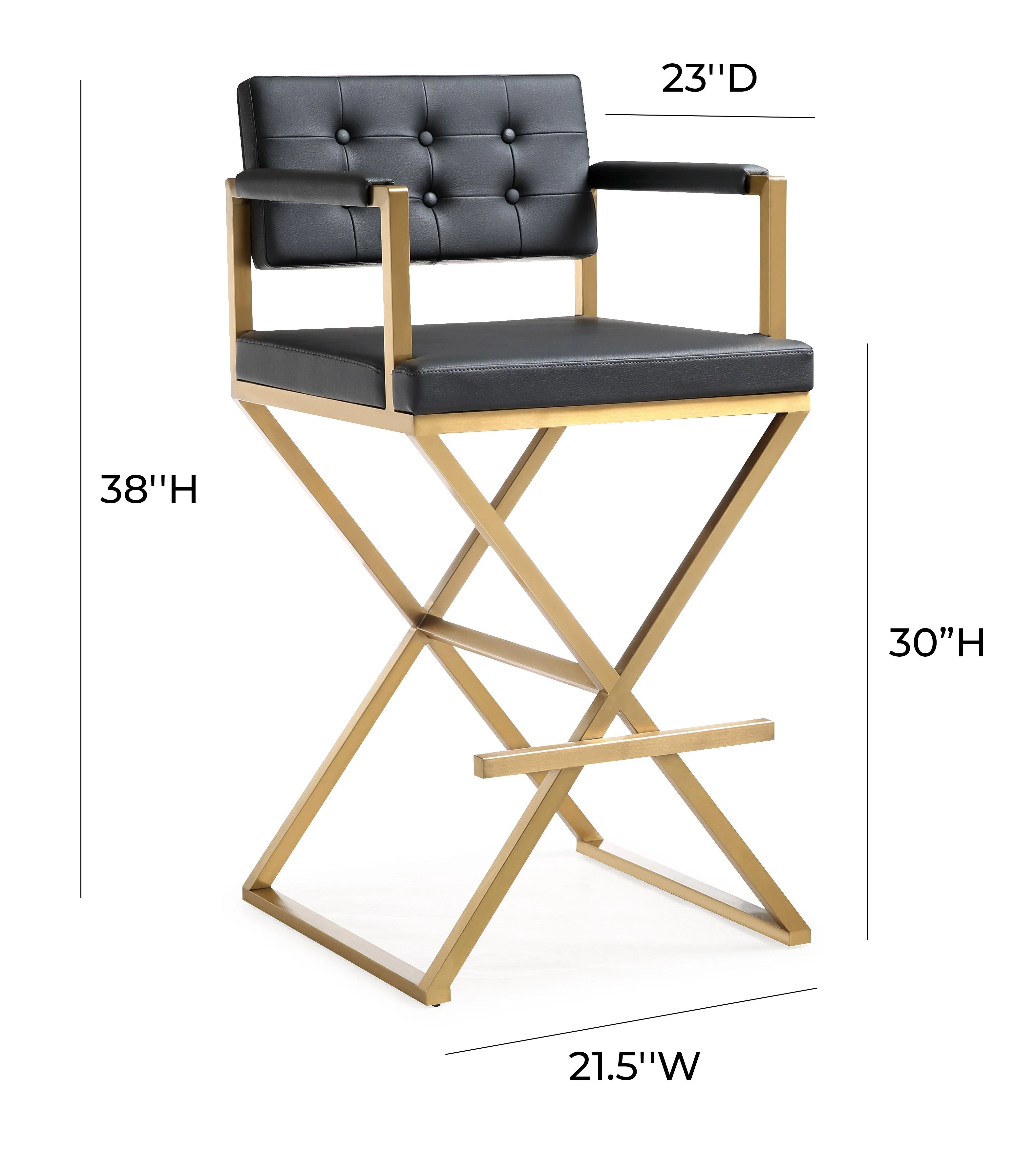 Director Black Gold Steel Barstool - Image 9