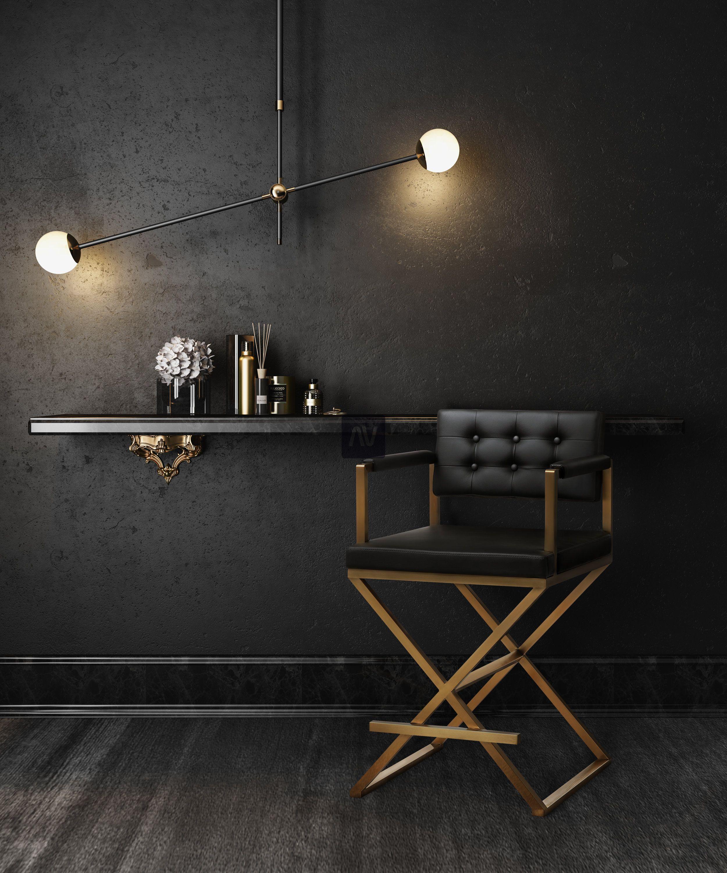 Director Black Gold Steel Counter Stool - Image 2