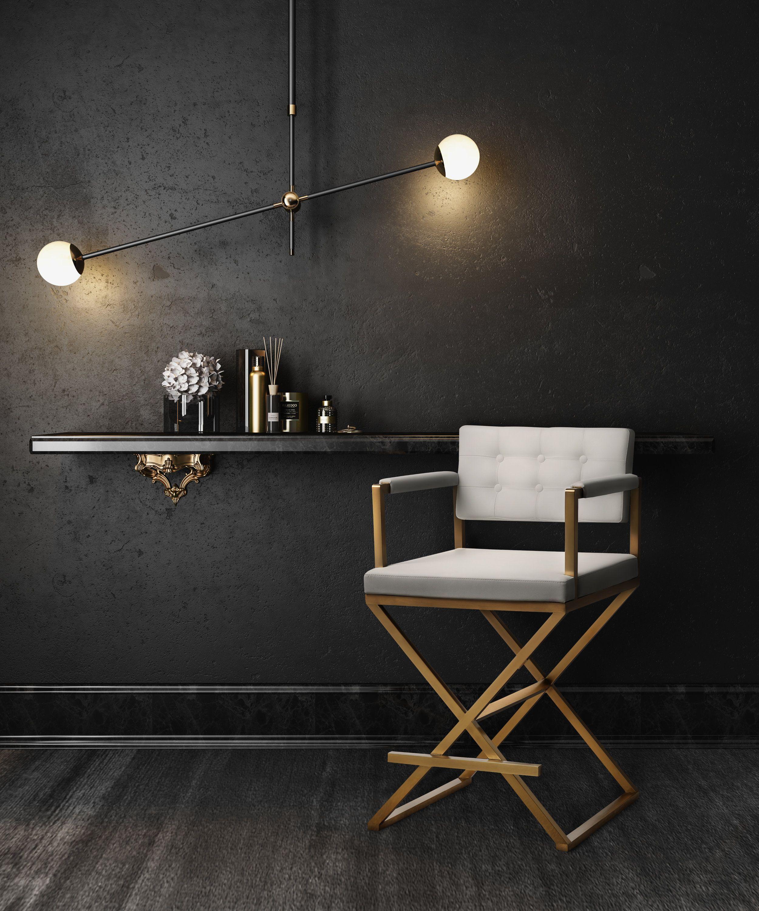 Director White Gold Steel Barstool - Image 2