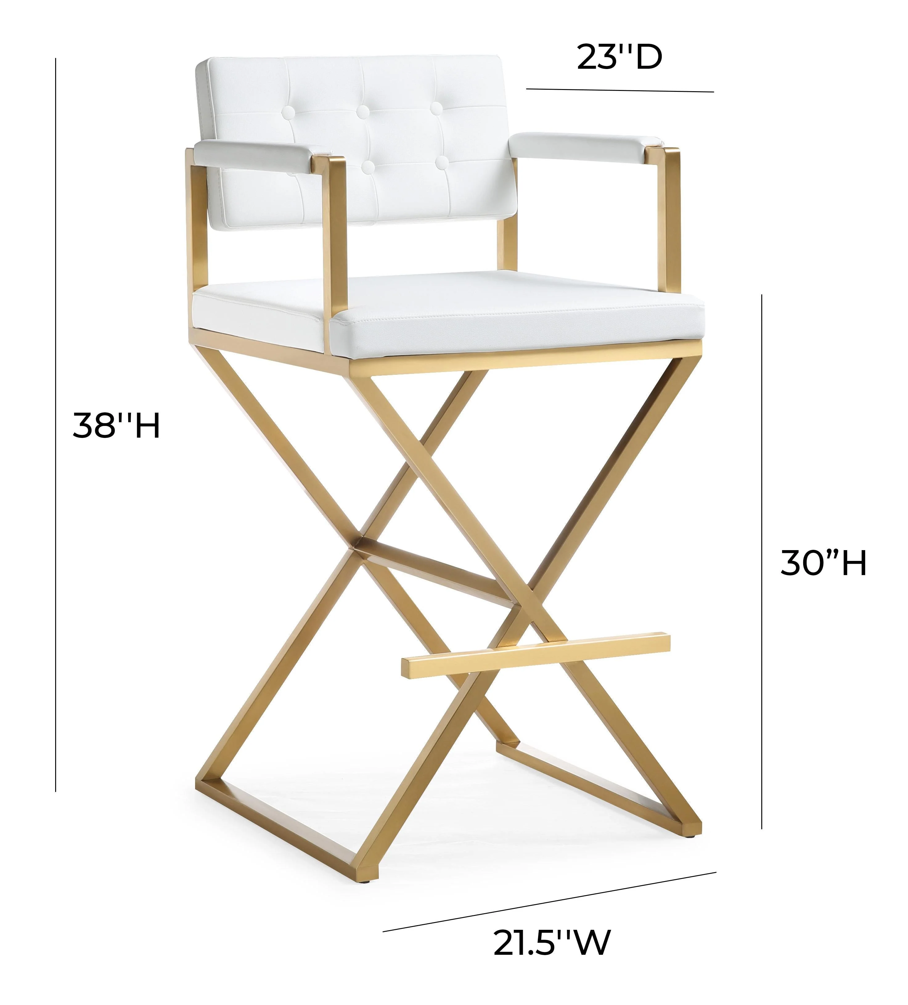 Director White Gold Steel Barstool - Image 9