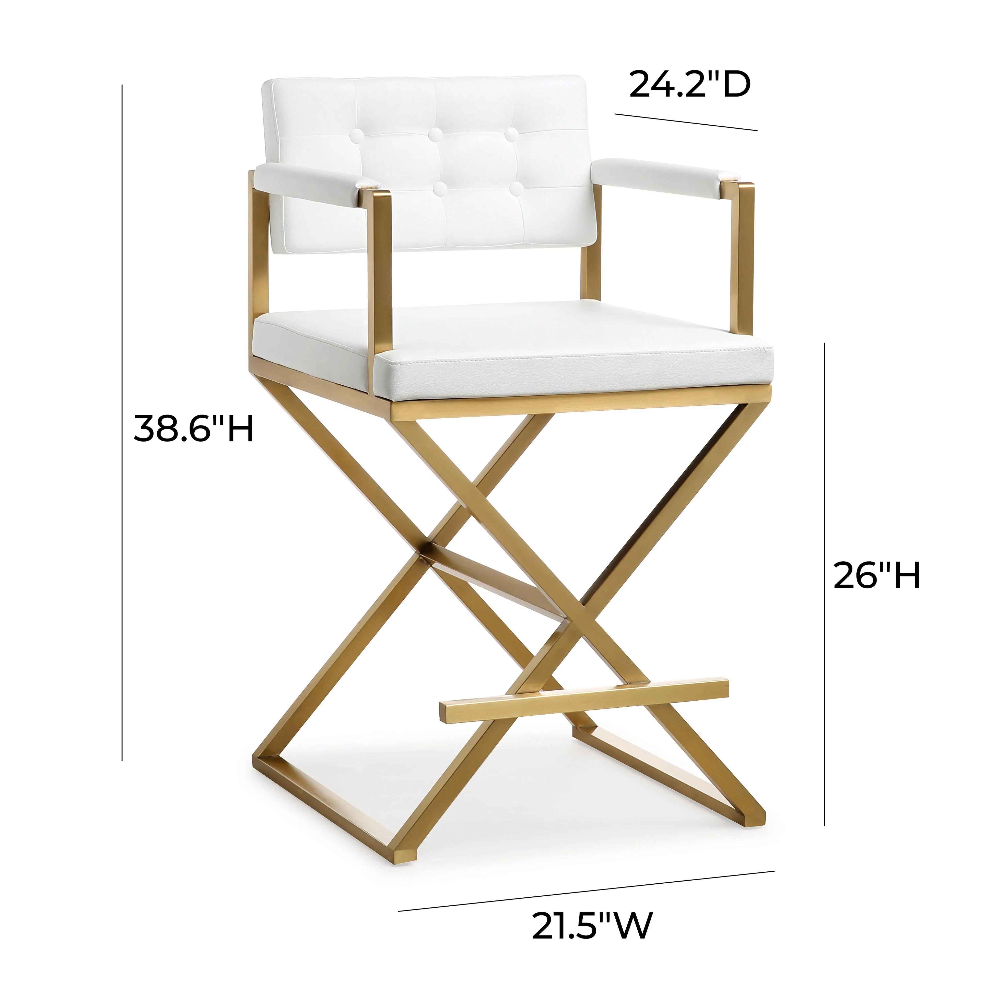 Director White Gold Steel Counter Stool - Image 9