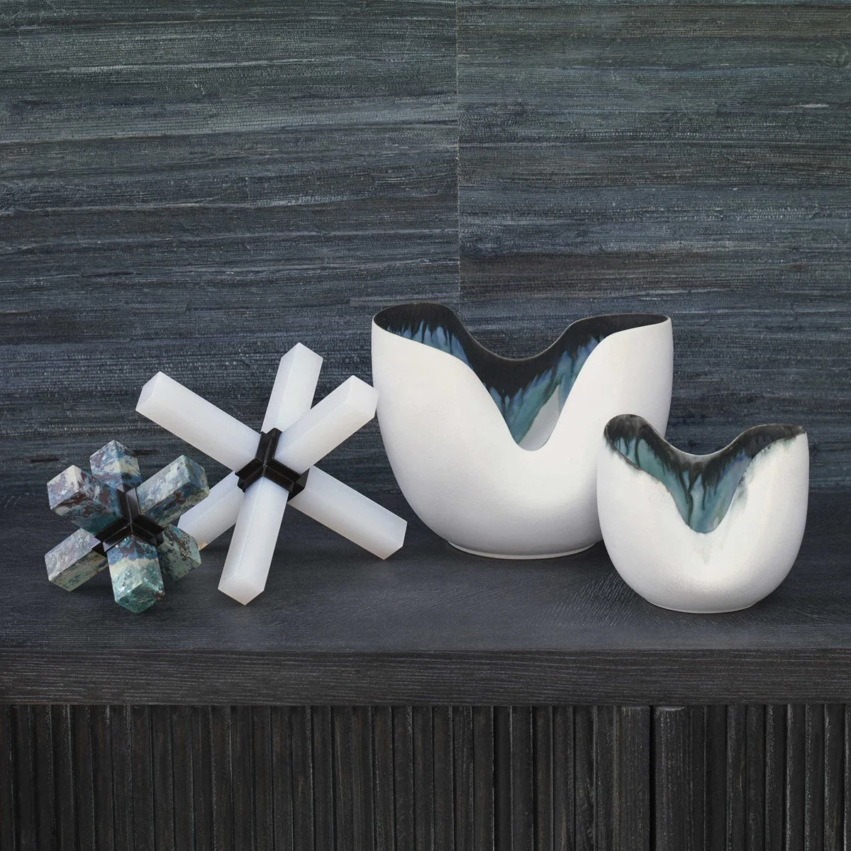 Double Cross Sculpture, Opaline Crystal - Image 2