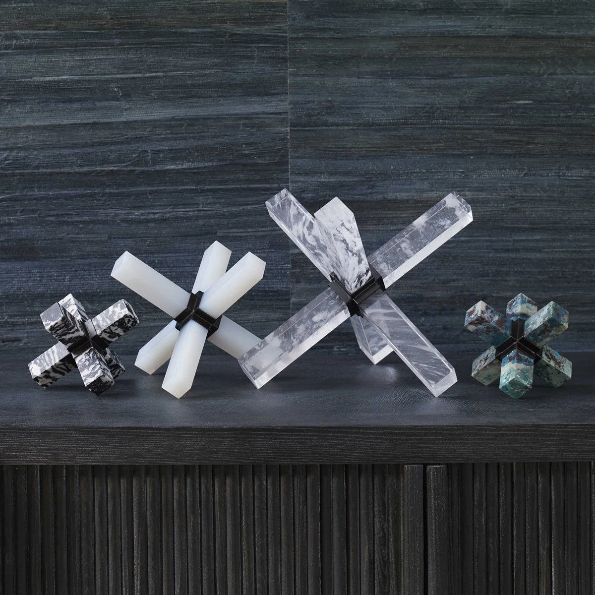 Double Cross Sculpture, Opaline Crystal - Image 4