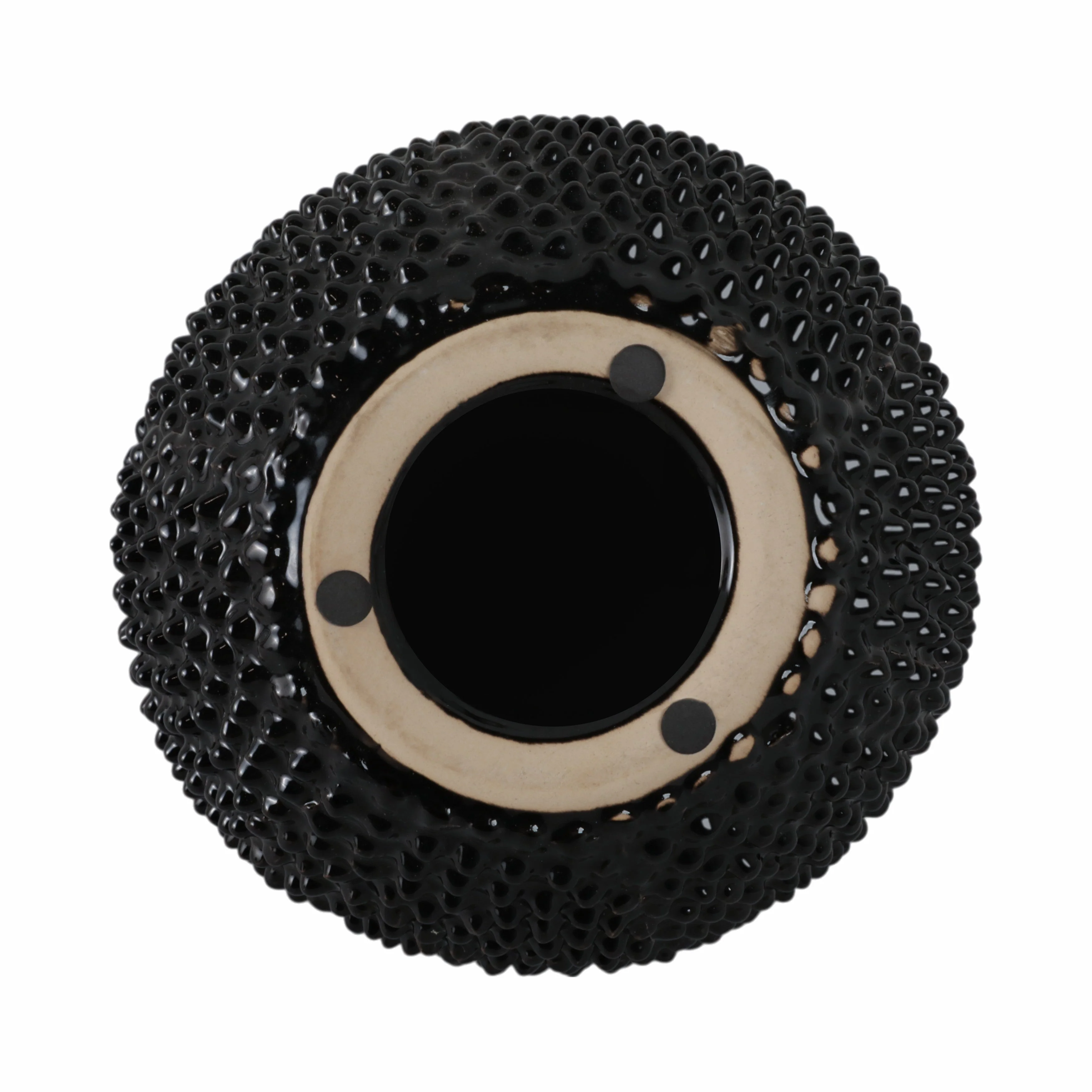 EC, GLOSS BLACK SPIKED CERAMIC VASE 8" - Image 10