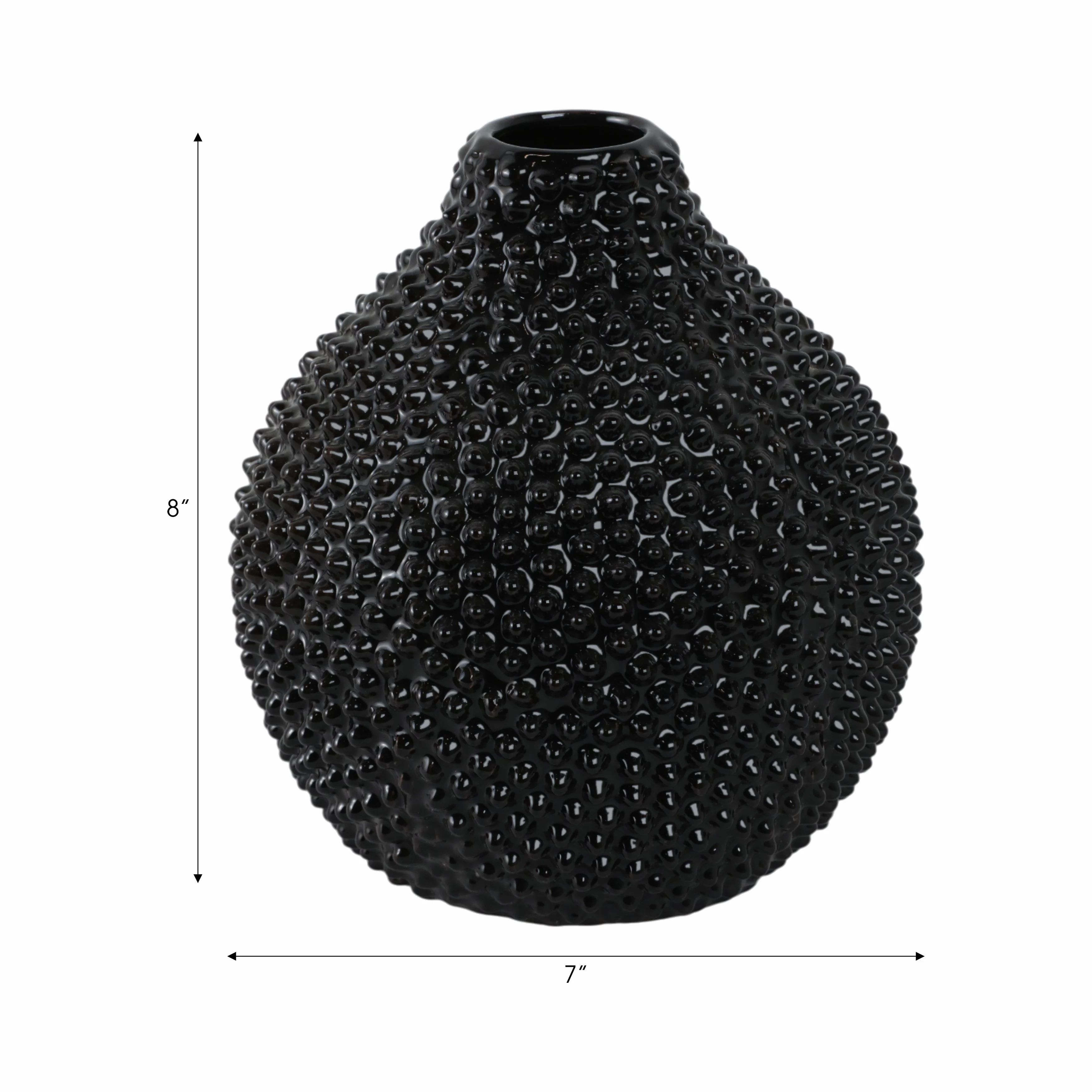 EC, GLOSS BLACK SPIKED CERAMIC VASE 8" - Image 11