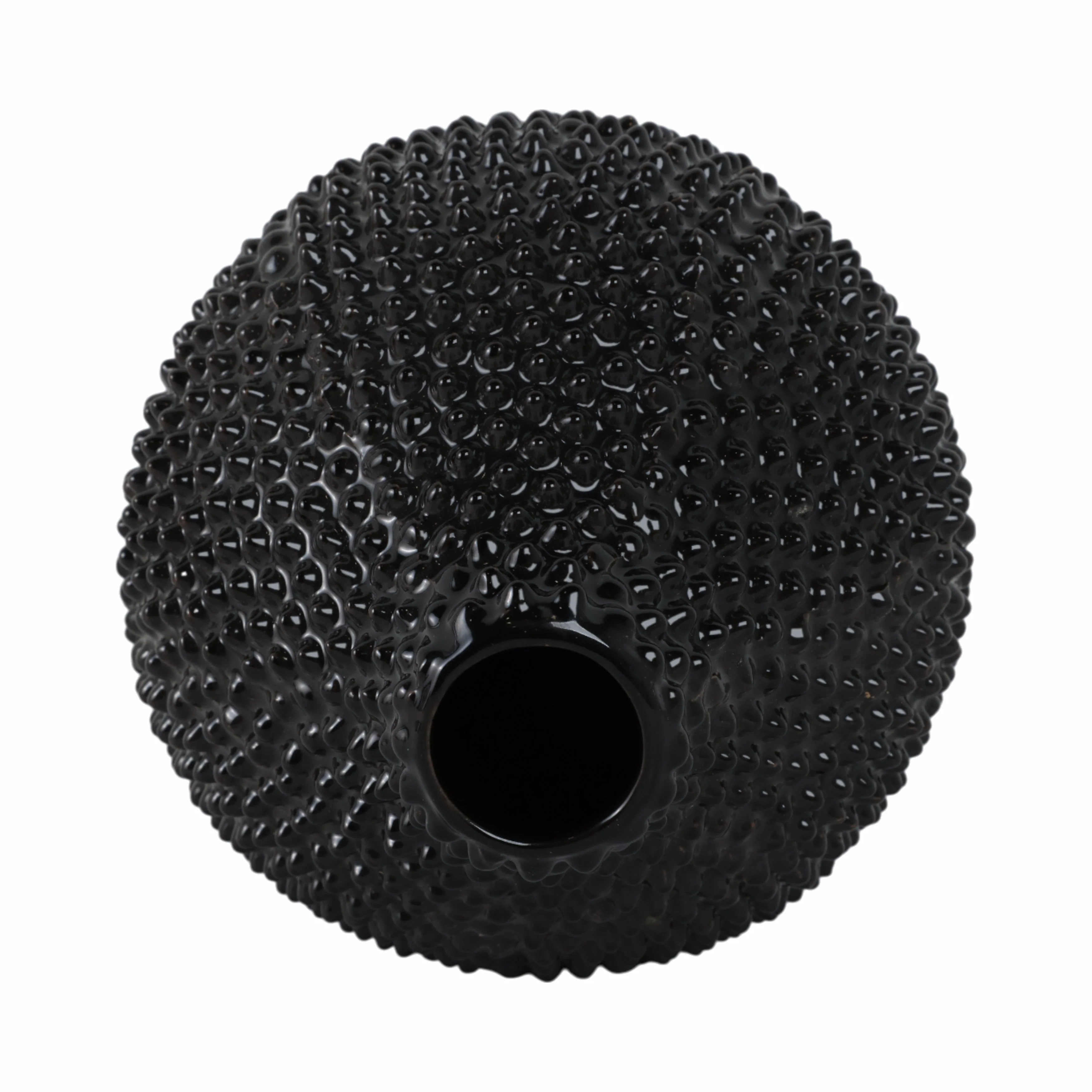 EC, GLOSS BLACK SPIKED CERAMIC VASE 8" - Image 9