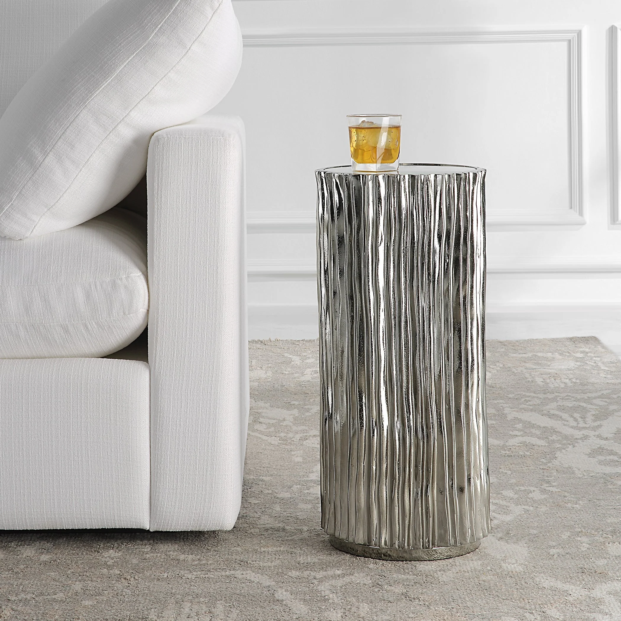 Echo Modern Nickel Drink Table - Image 2
