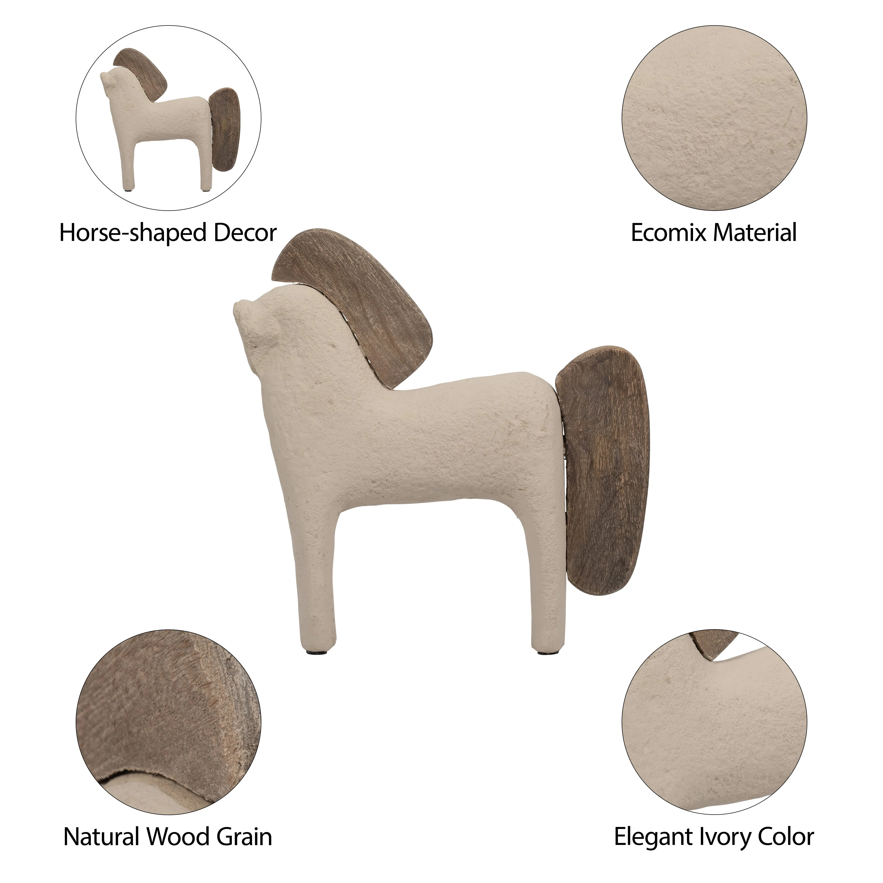 Ecomix, 12" Horse Deco, Ivory - Image 21