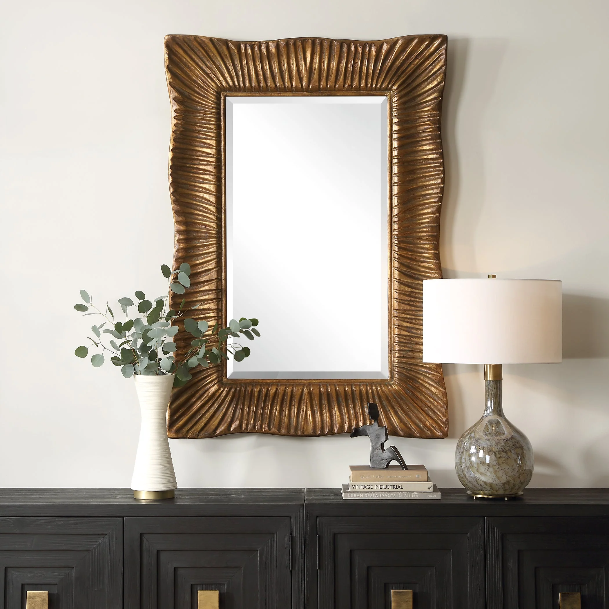 Emerson Scalloped Antique Gold Mirror - Image 2