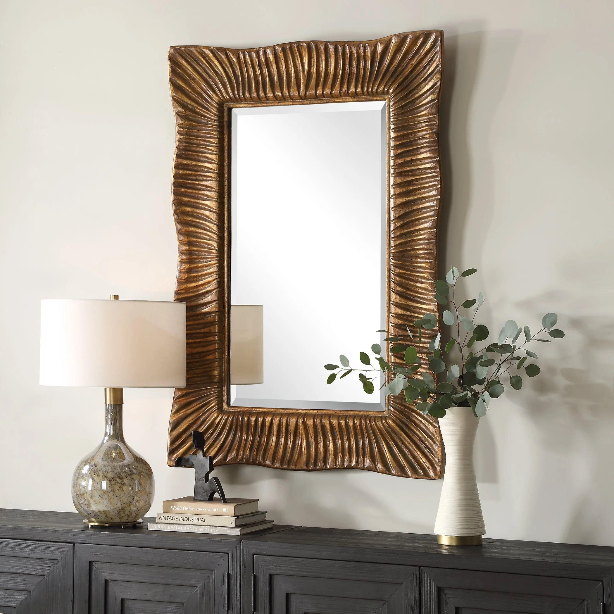 Emerson Scalloped Antique Gold Mirror - Image 4