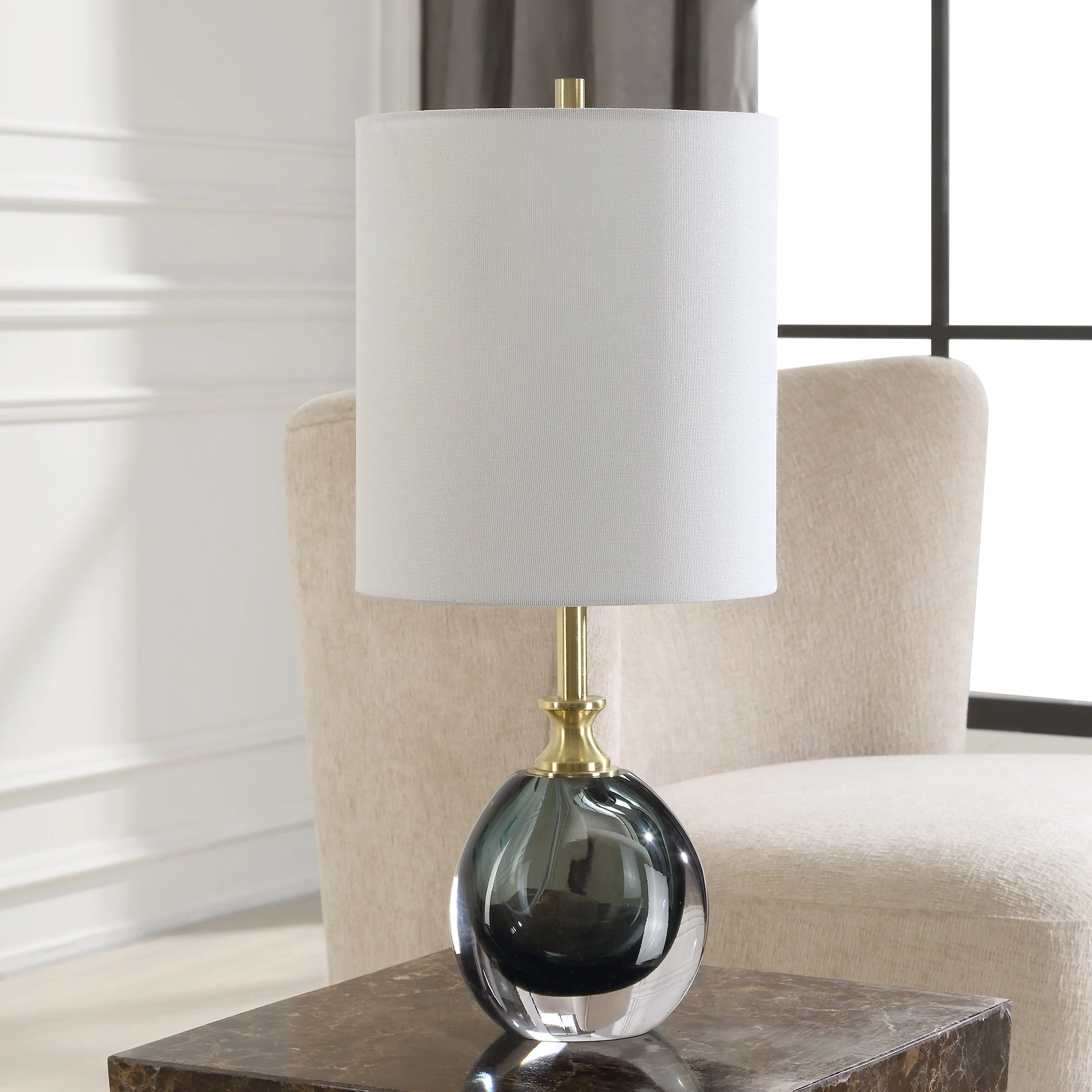 Enigma Teal Blue Glass Buffet Lamp - Image 3