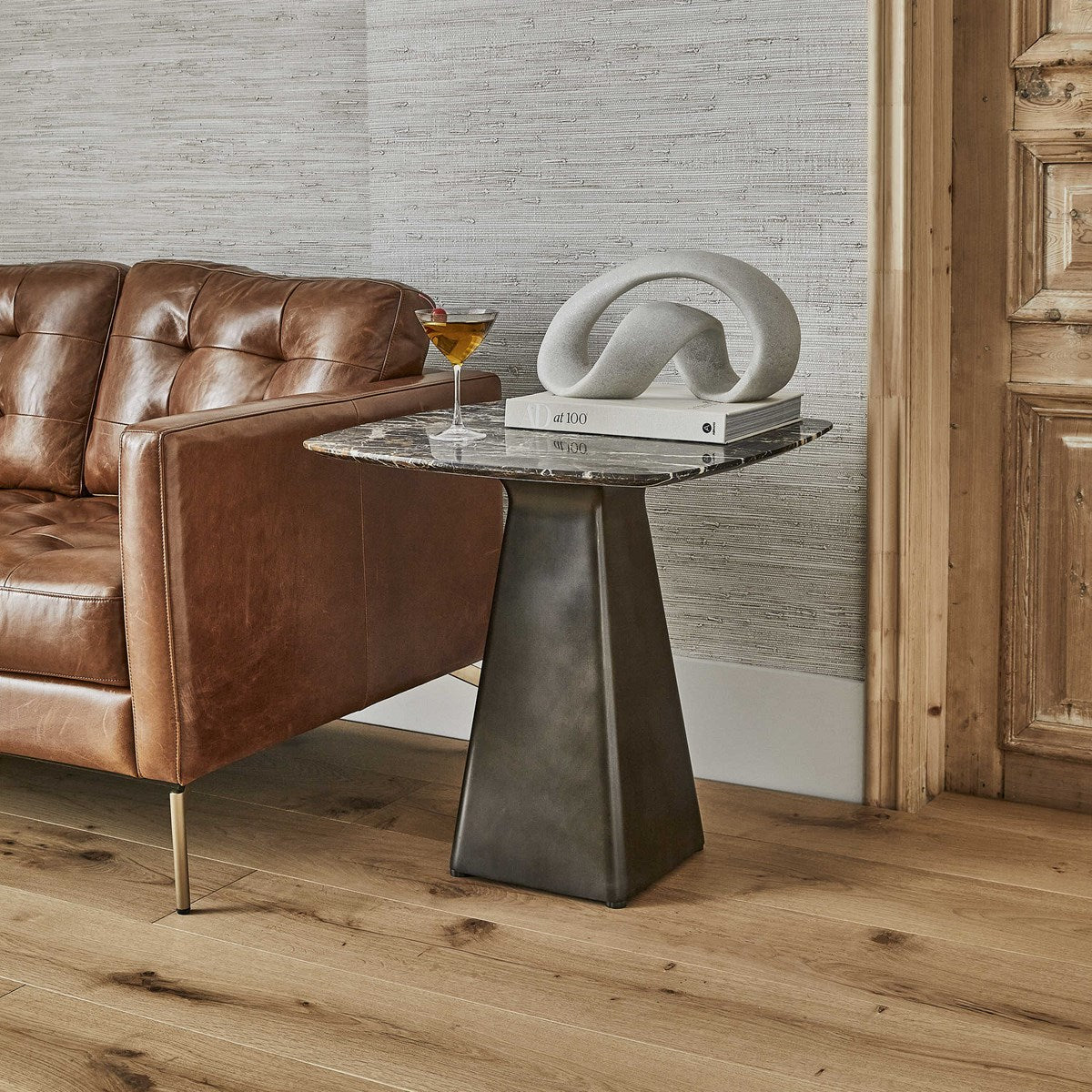 Equilateral Side Table - Marble/Bronze - Image 2
