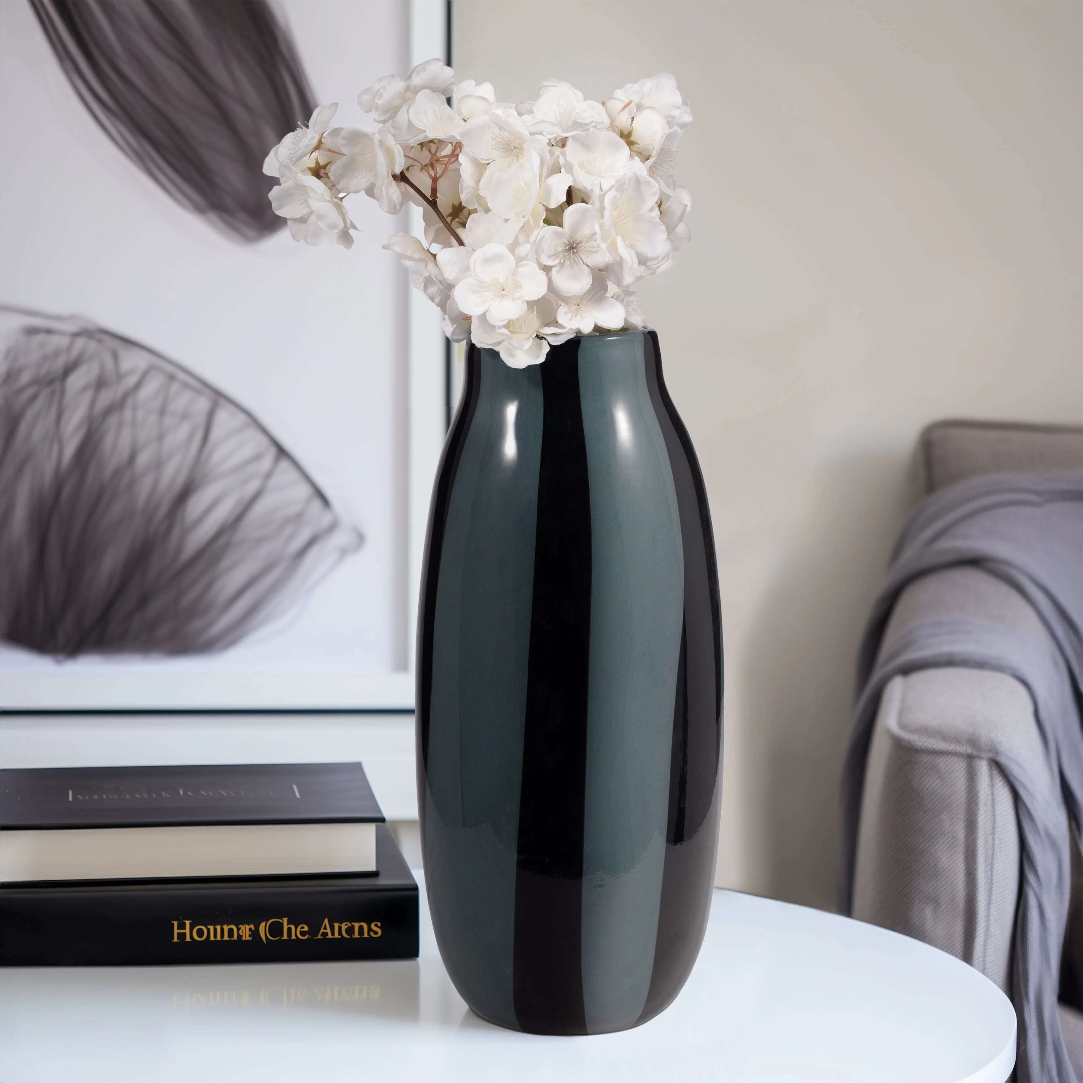 EV19436-02  10" CAHAN SMALL BLACK STRIPED VASE( Sagebrook Home  ) - Image 3
