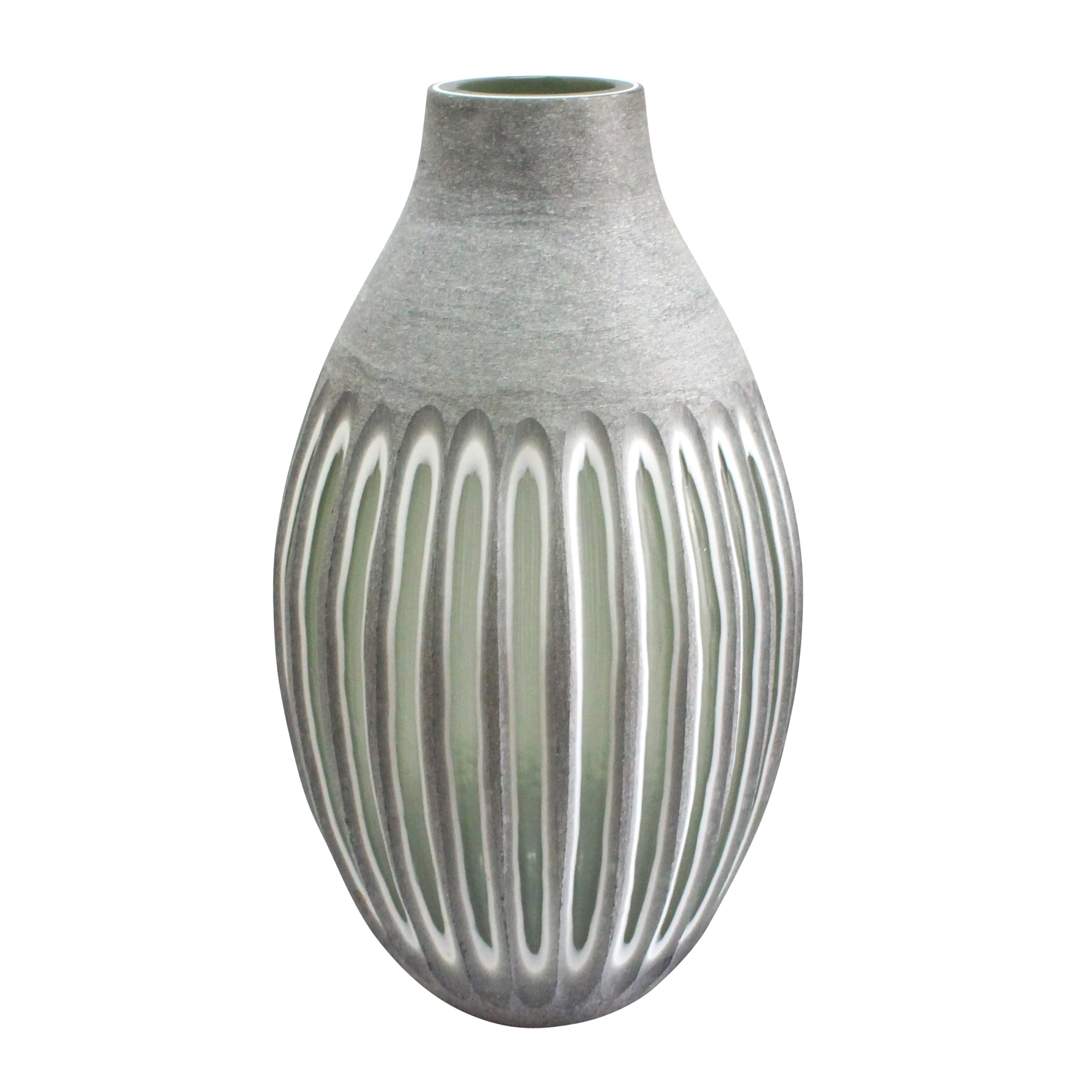 EV19644-02  15" WALLACE CREAM SMALL GLASS VASE( Sagebrook Home  ) - Image 2