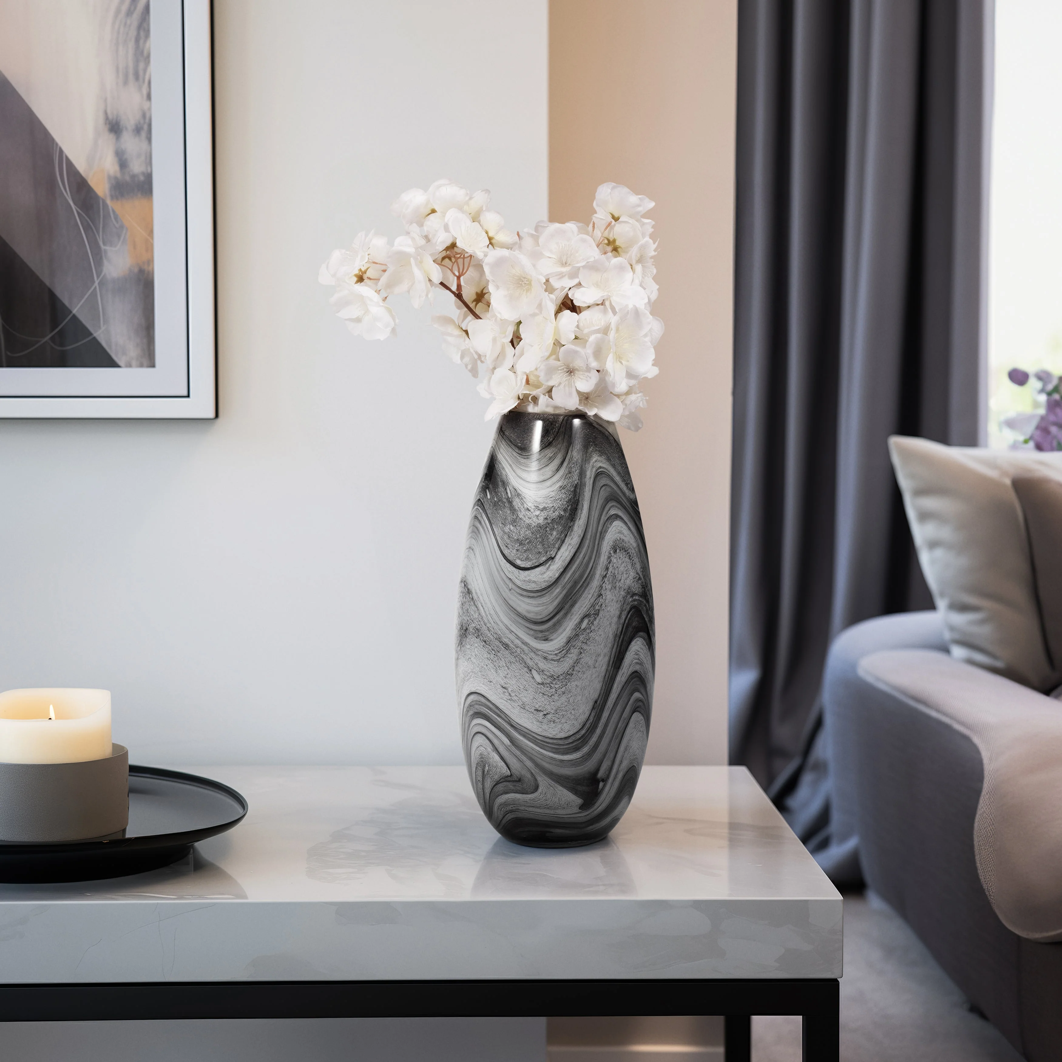 EV19692-01  12" MAUER SLEEK METAL GRAY VASE( Sagebrook Home  ) - Image 3