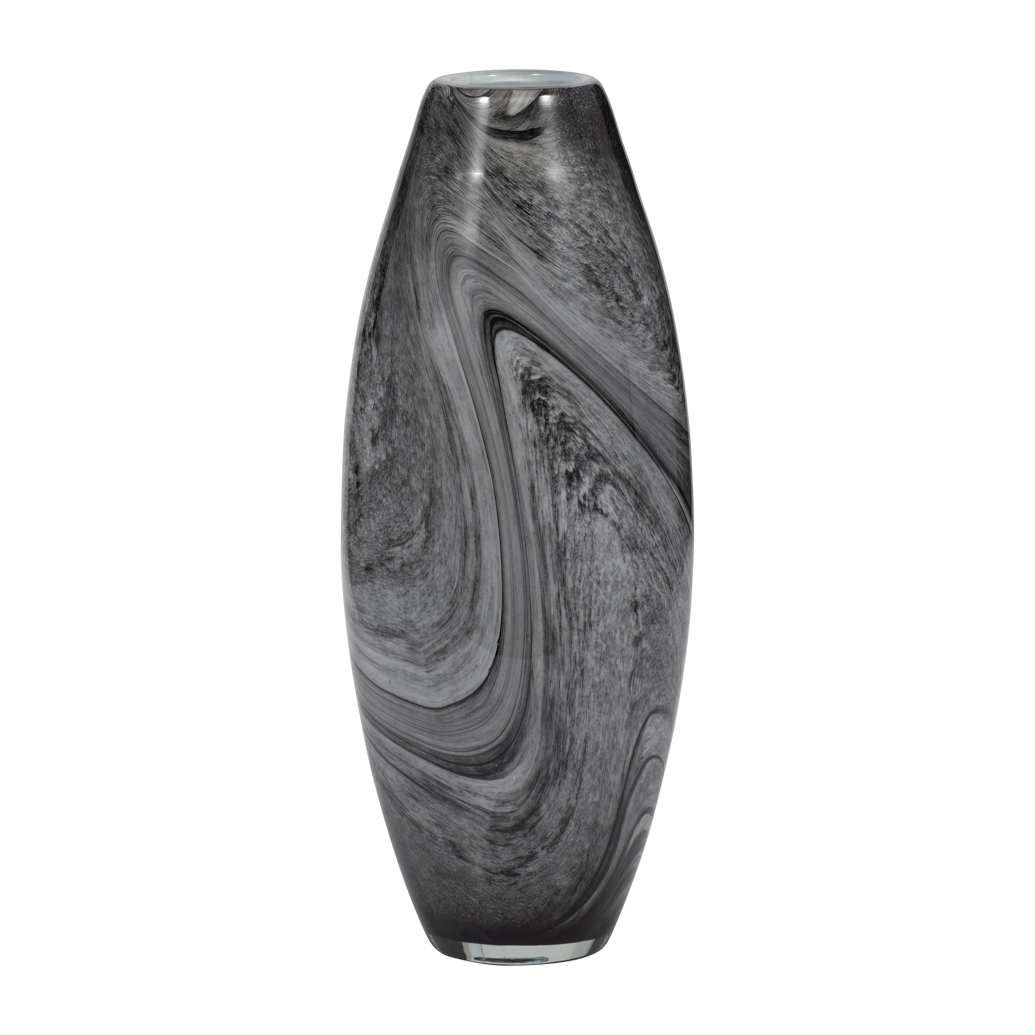 EV19692-02 11" VICTORIA LARGE GRAY GLASS VASE( Sagebrook Home )