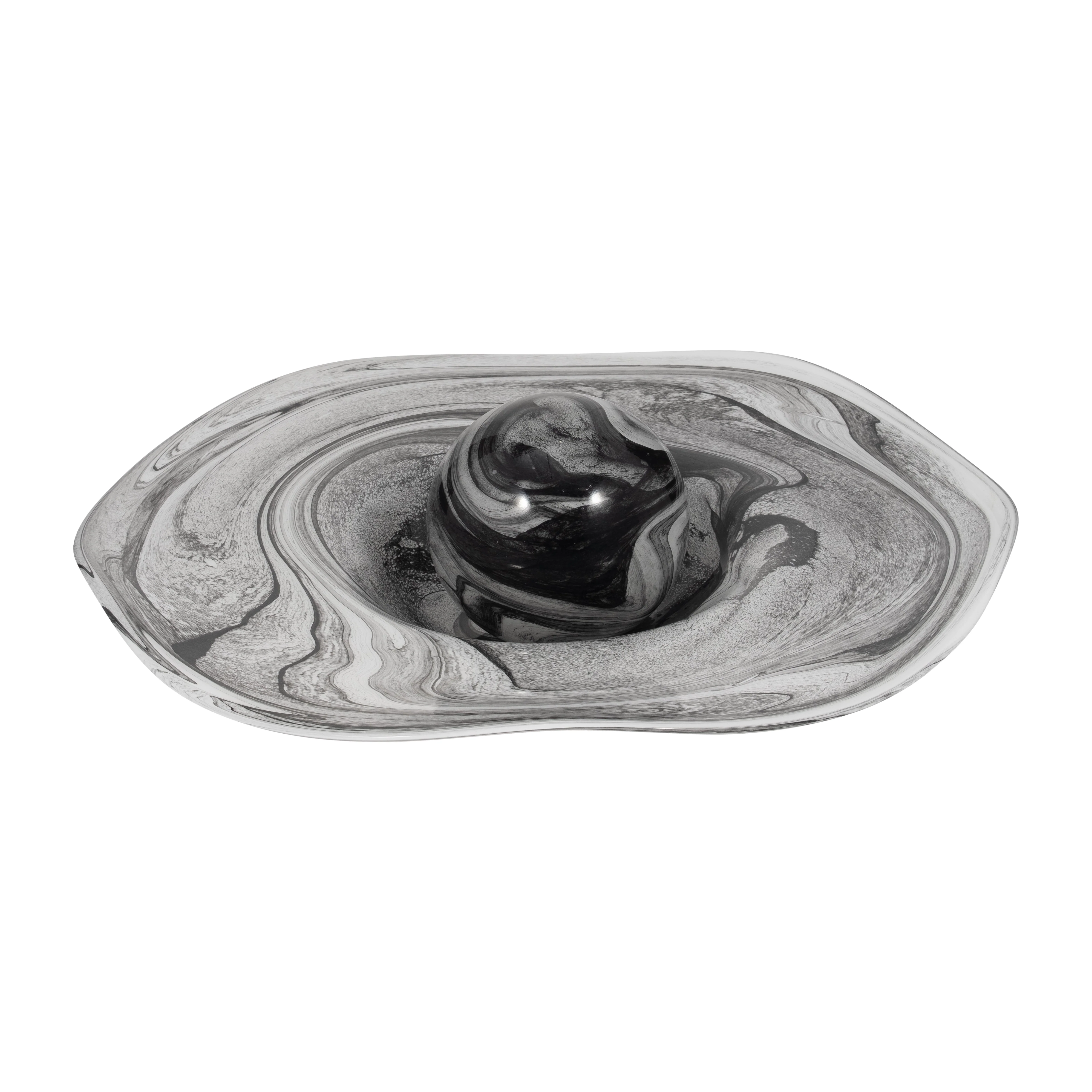 EV19701  20" ABIGAIL LARGE BLUE SWIRL GLASS VASE( Sagebrook Home  ) - Image 4