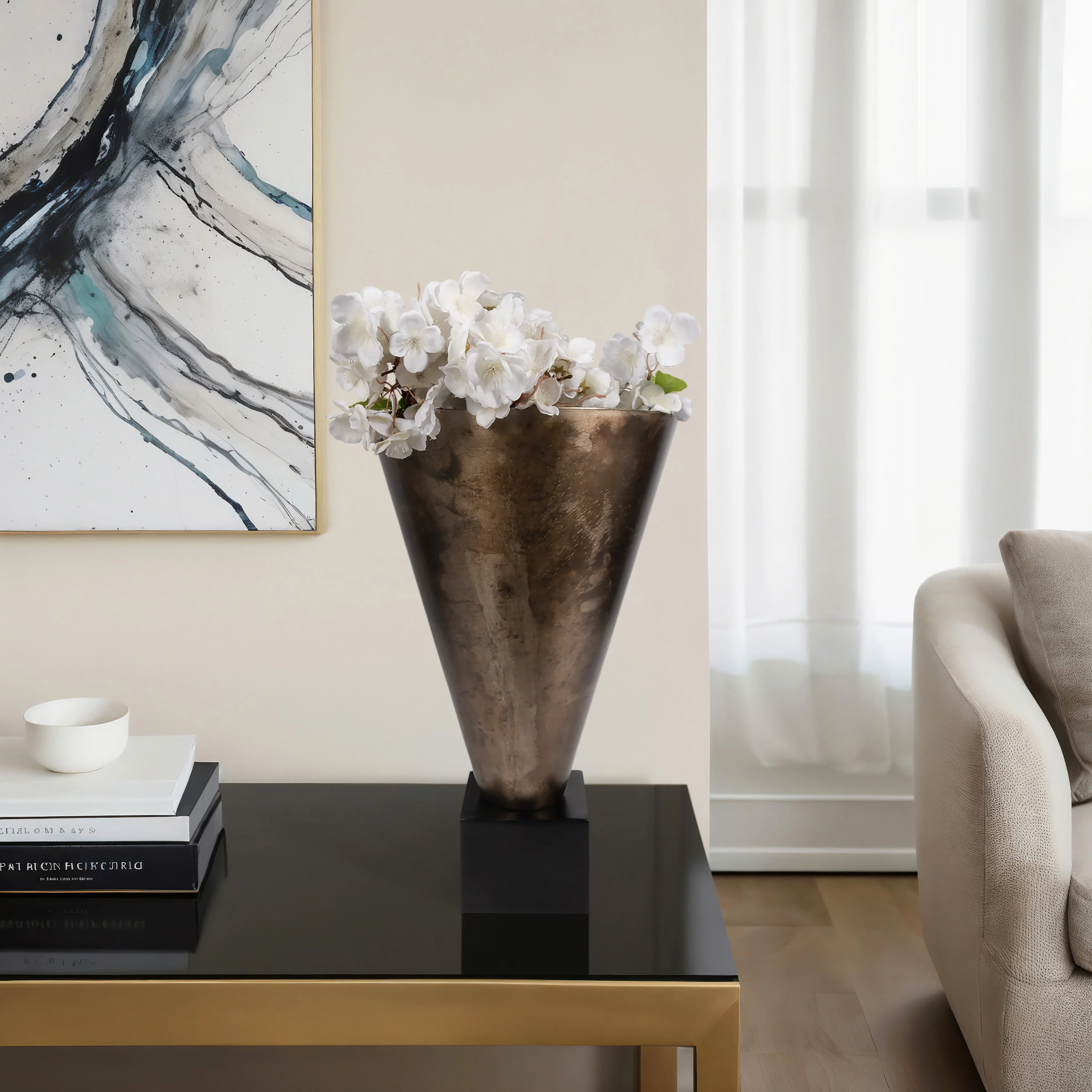 EV19881-02 |19" Cassendra Large Metal Vase, Gold - Image 9