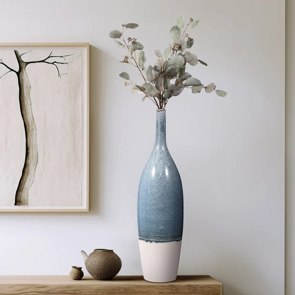 EV20054-02 31"H 2-TONE VASE, NAVY( Sagebrook Home ) - Image 2