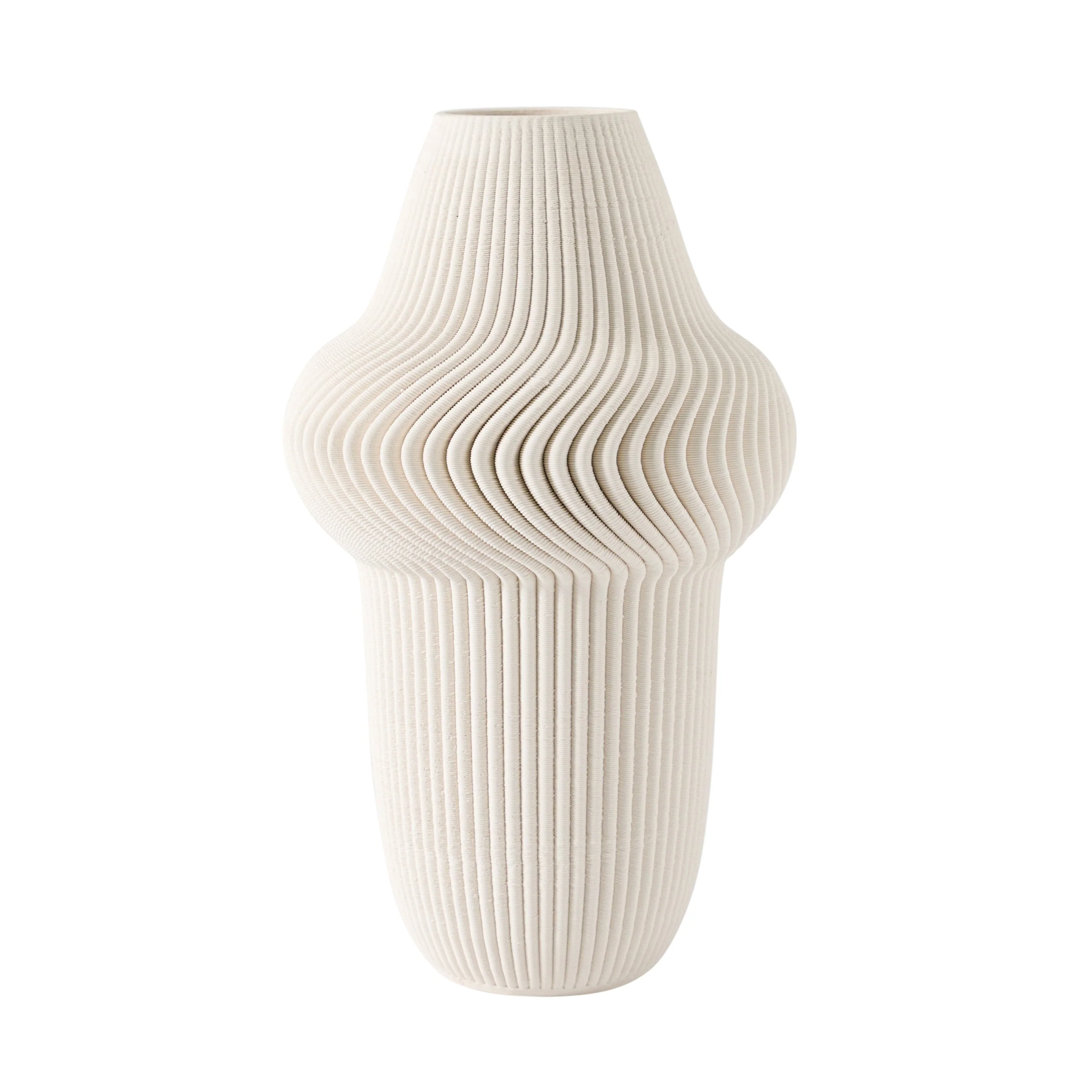 EV20069-02  14" BELLO 3D PRINTED VASE, IVORY/BEIGE( Sagebrook Home  ) - Image 2