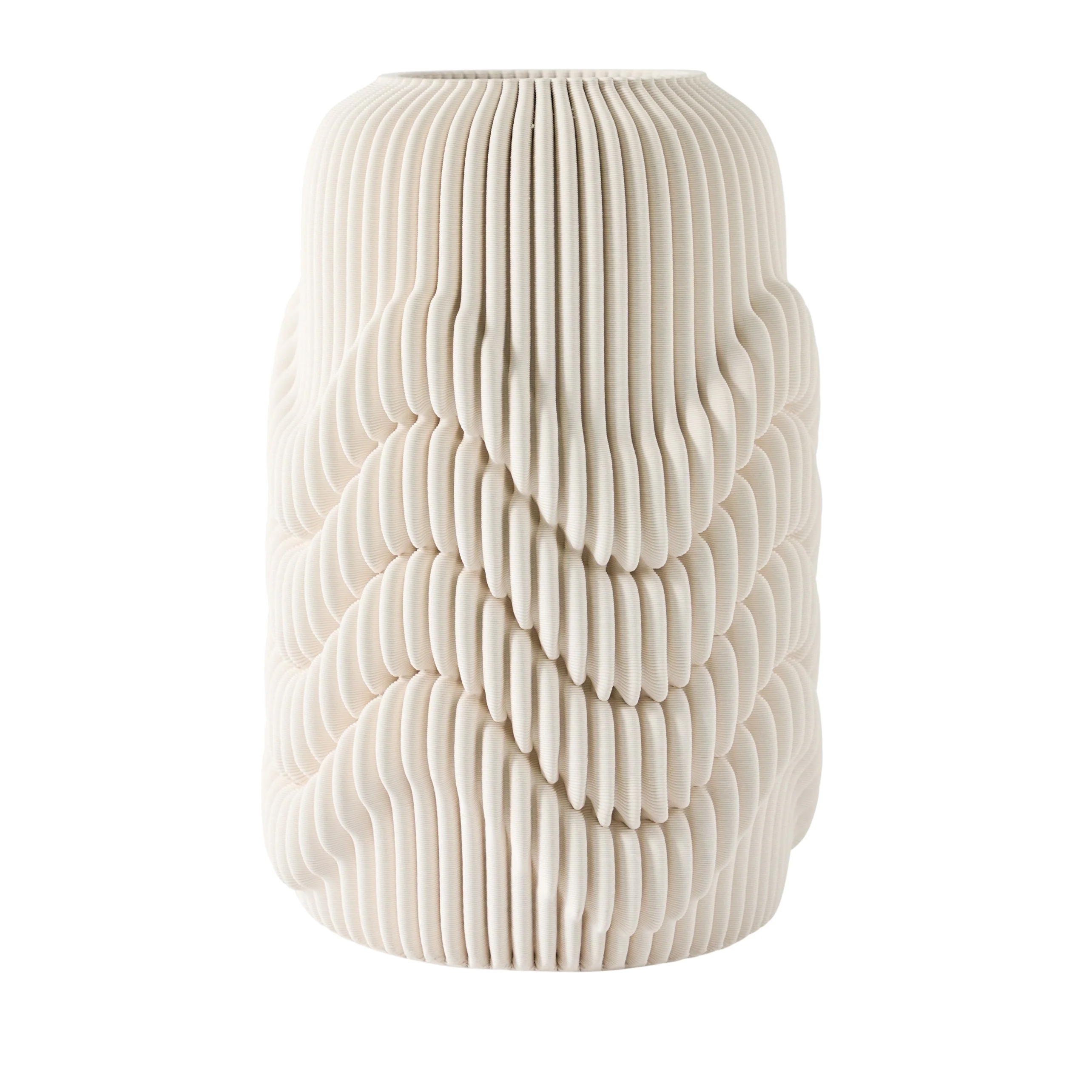 EV20071-02 15" MURANO 3D PRINTED LARGE VASE, WHITE( Sagebrook Home )