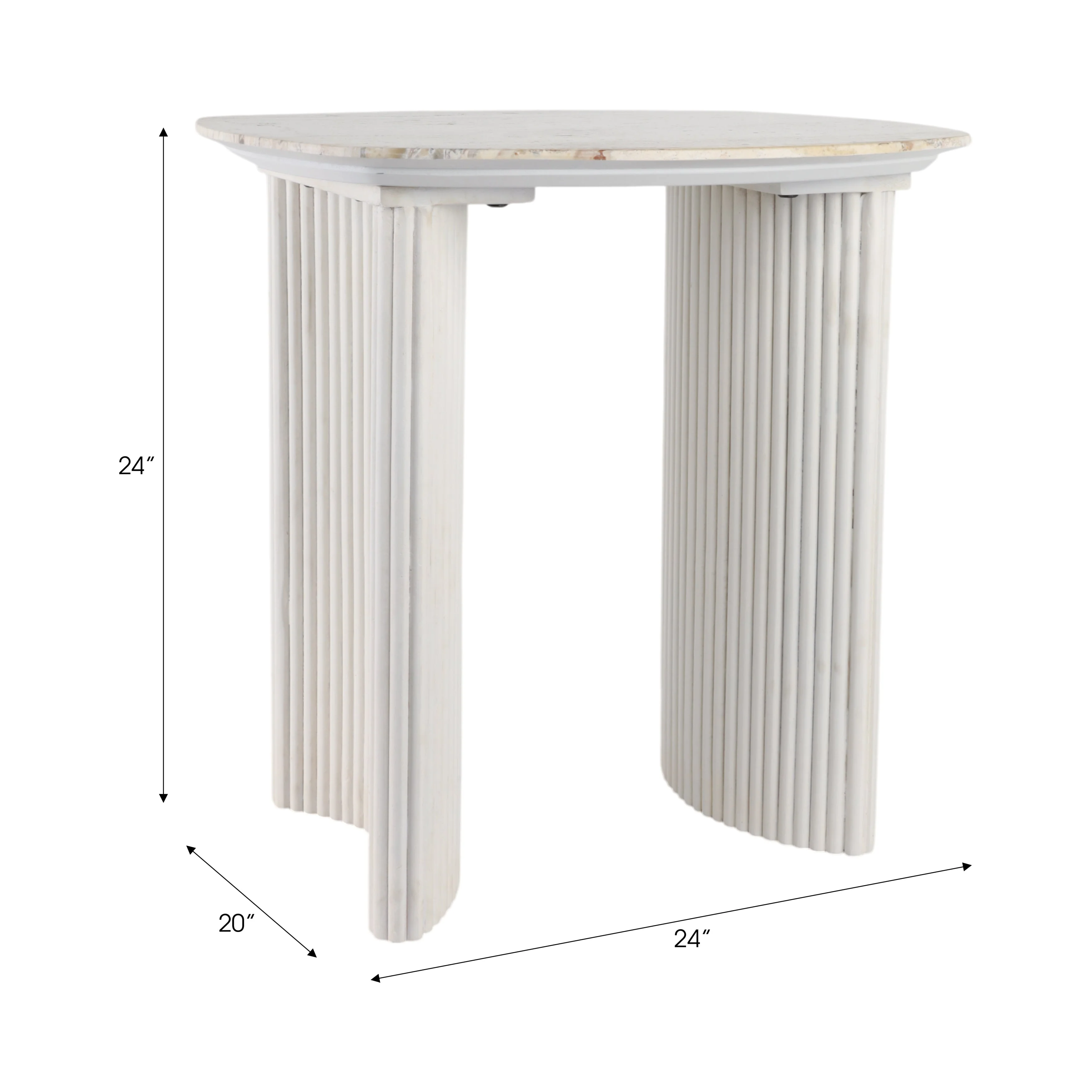 EV21206-01 |24"catalina Travertine&fluted Wood Accent Table/kd - Image 12