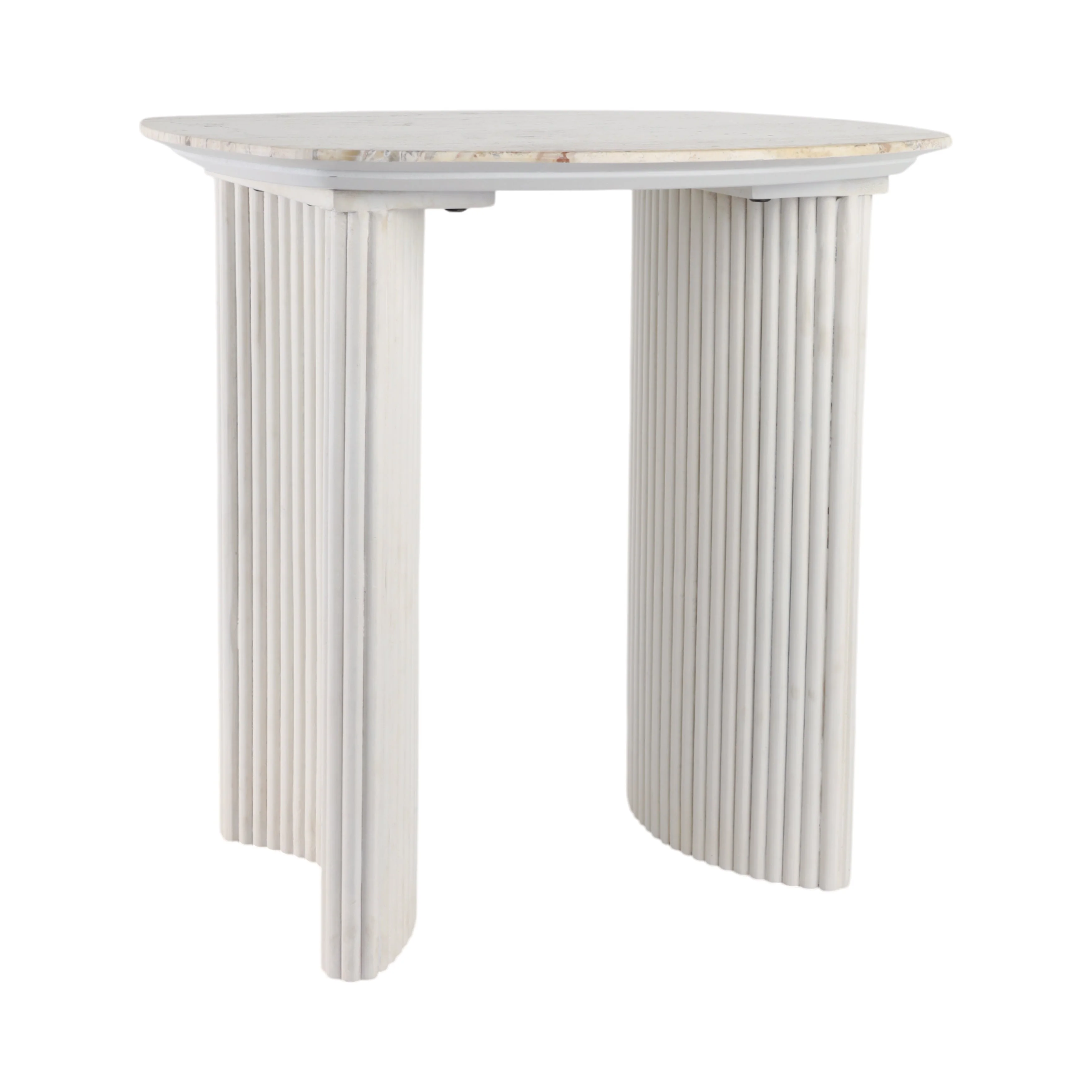 EV21206-01 |24"catalina Travertine&fluted Wood Accent Table/kd - Image 5