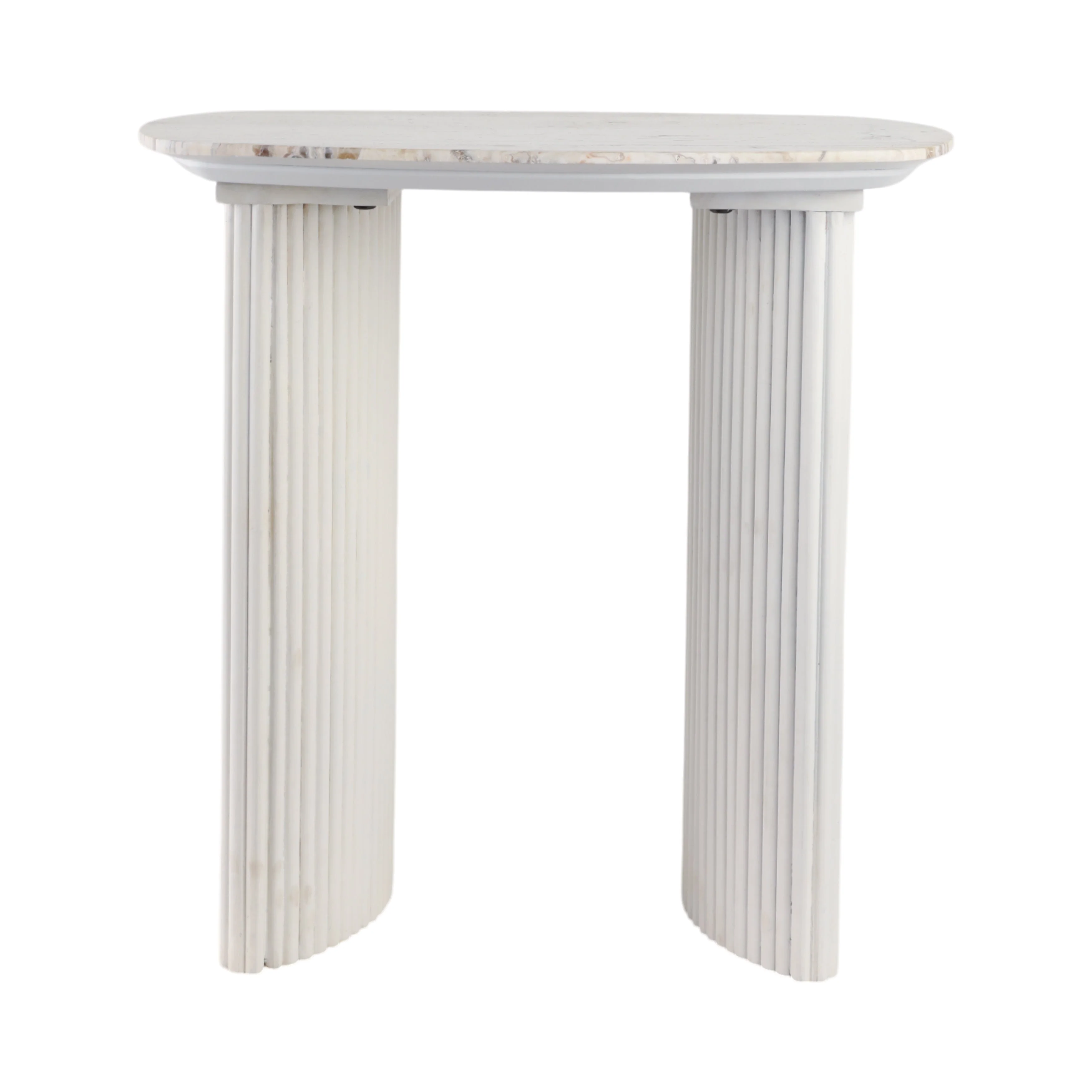 EV21206-01 |24"catalina Travertine&fluted Wood Accent Table/kd - Image 7