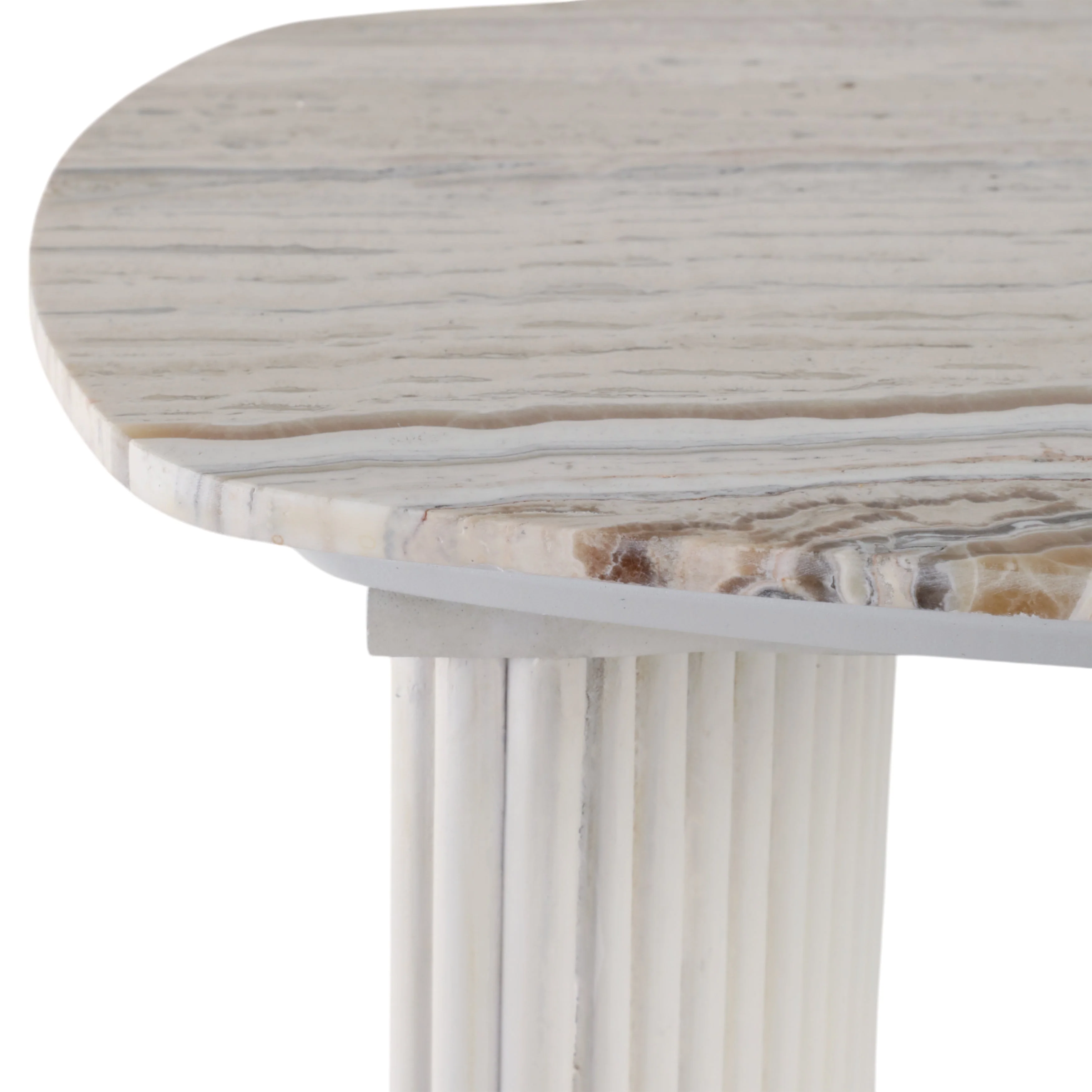 EV21206-01 |24"catalina Travertine&fluted Wood Accent Table/kd - Image 9