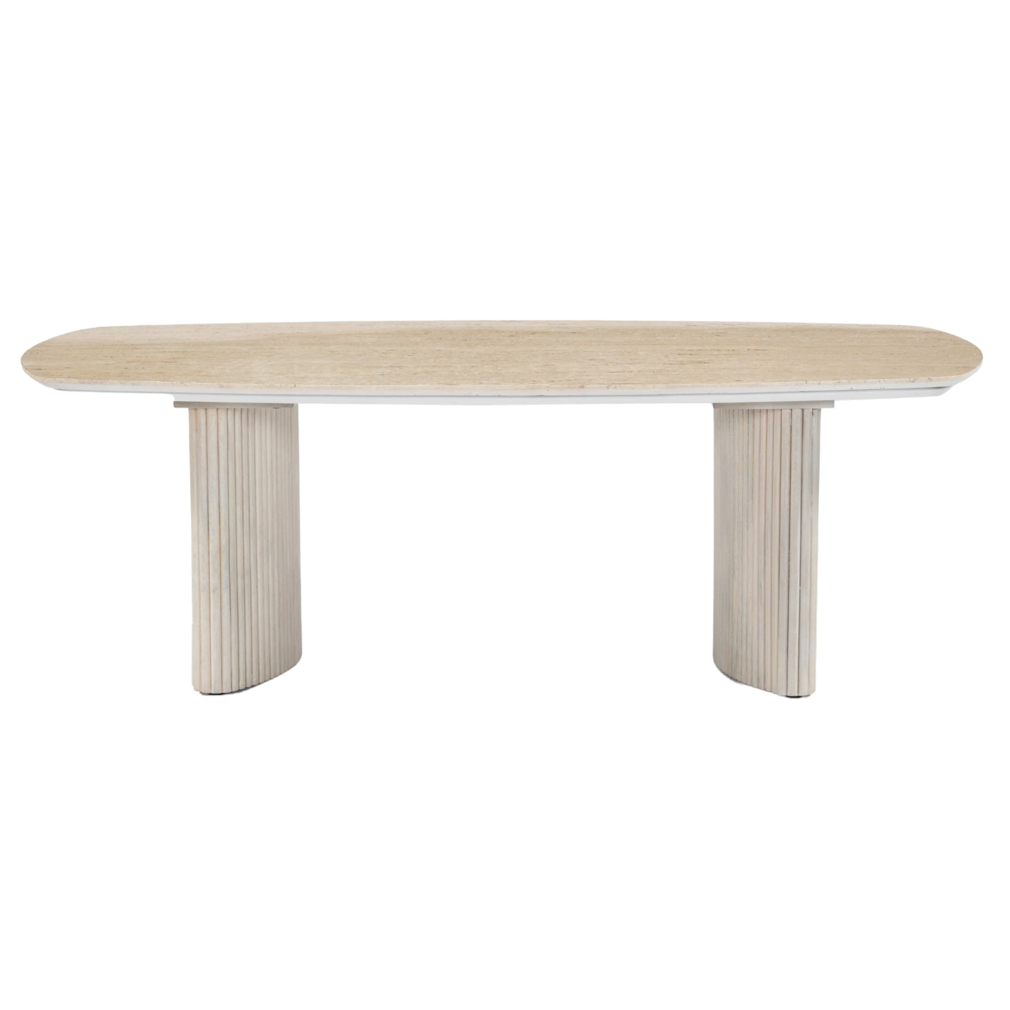 EV21206-02 |52"catalina Travertine&fluted Wood Coffee Table/kd - Image 5