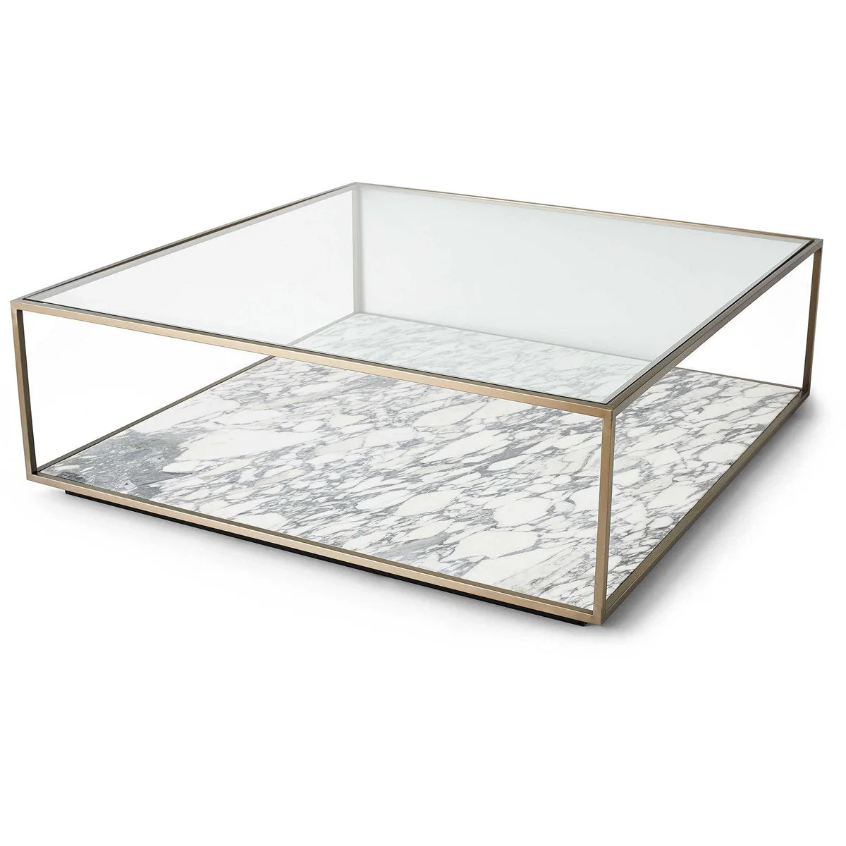 Floating Plane Cocktail Table - Marble/Brass, 2 Cartons - Image 2