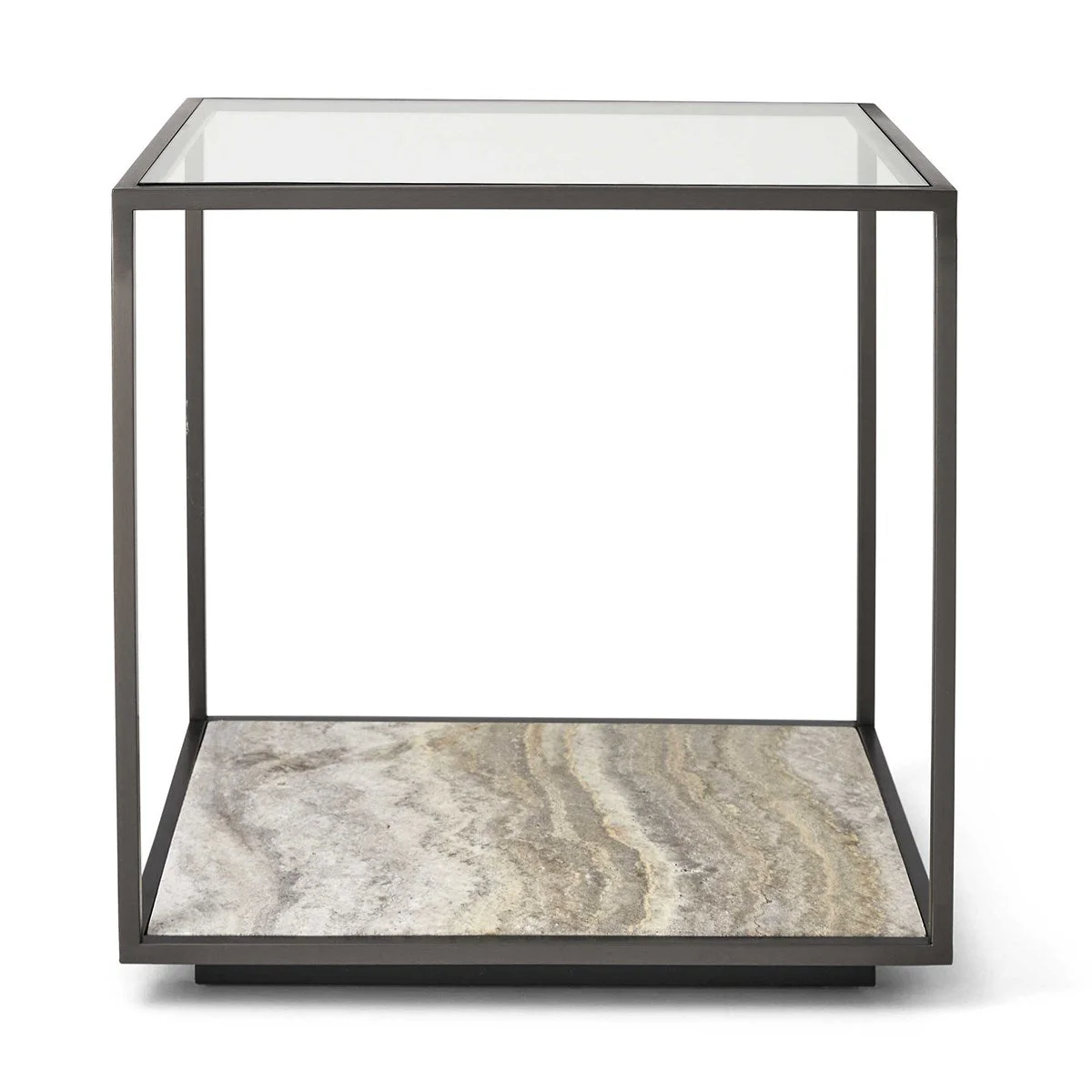 Floating Plane End Table - Travertine/Bronze - Image 2